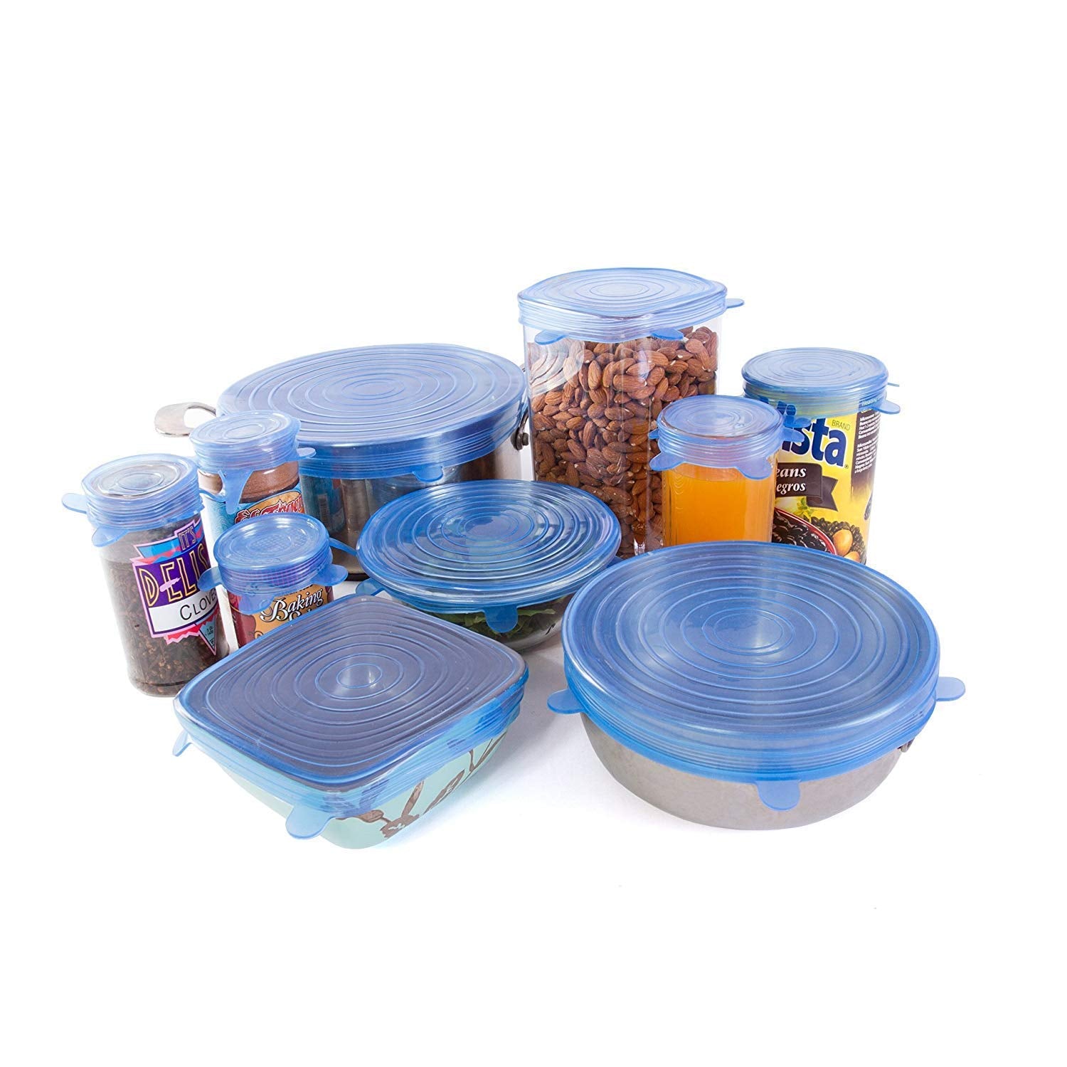 Plenteous Silicone Lid Set of 6 Reusable Cover Lids for Bowls Cups Mug Glass