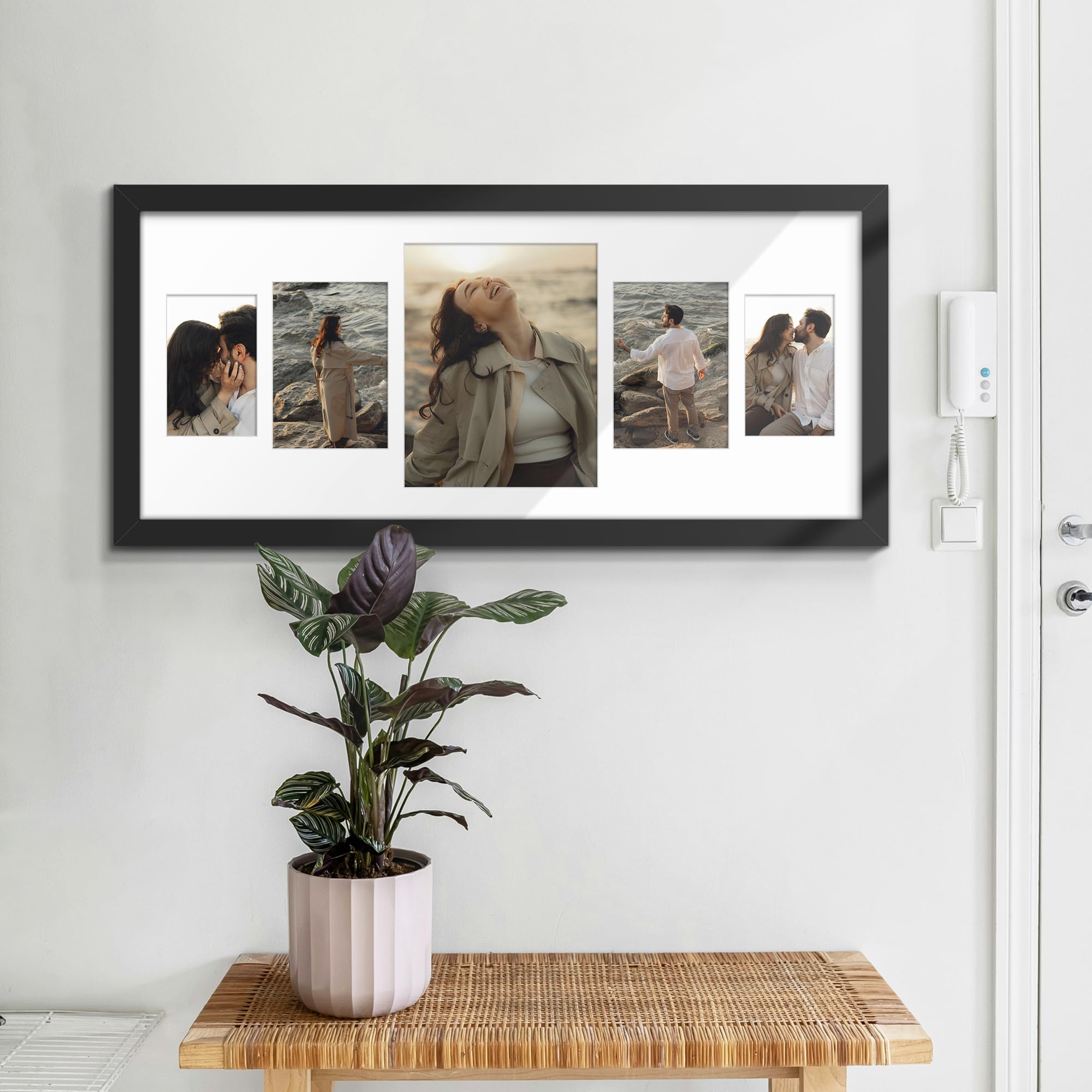 DUENPY 12x28 Collage Picture Frames Display One 8x10 Inch and Two 5x7 and Two 4x6 Photos Collage Wall Decor Wall Hanging or Tabl