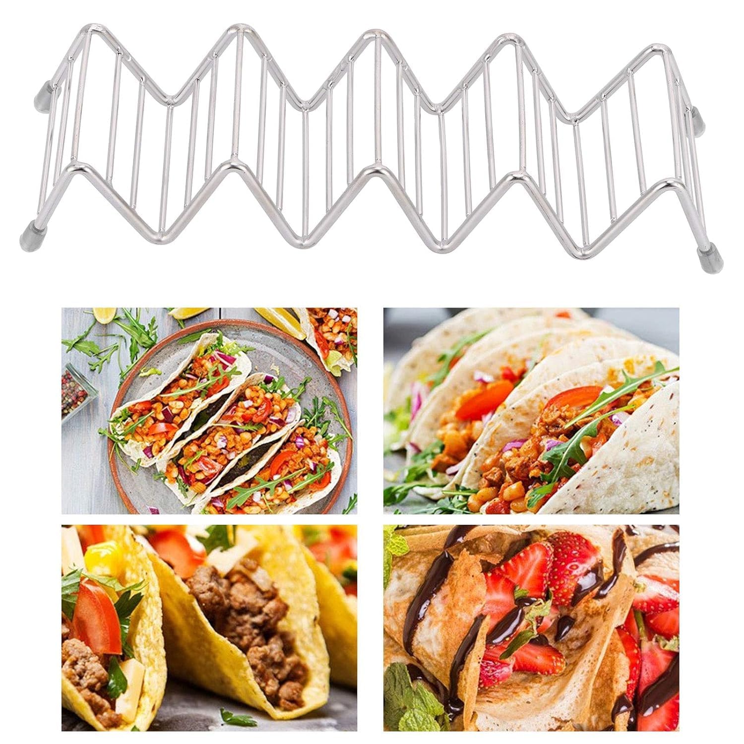 Matfa Taco Holder Stand Set,Taco Holder Stainless Steel Taco Racks For Baking And Grill Safe (Only Stand)