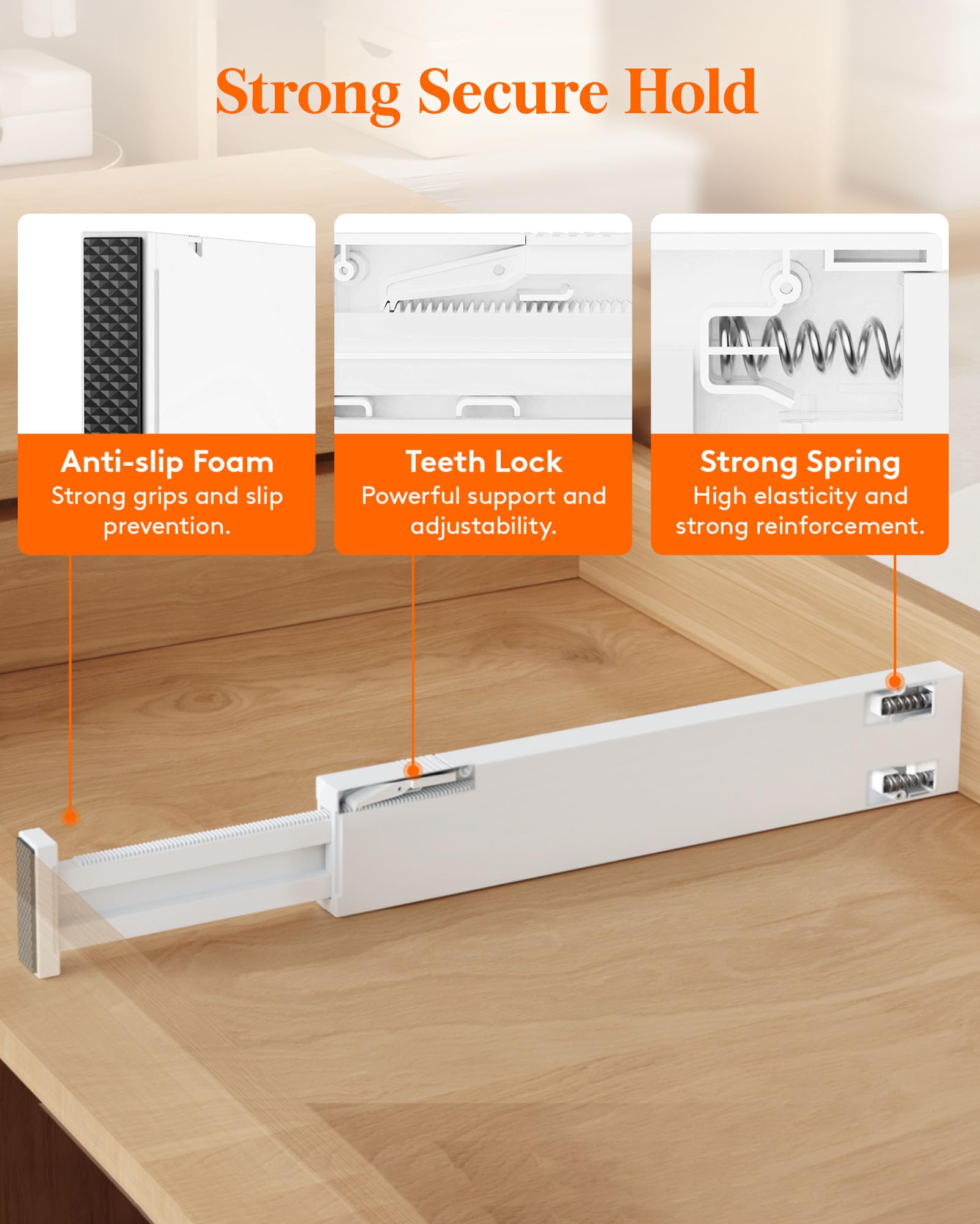 Lifewit 12 Pack Kitchen Drawer Dividers 2.36'' High, 16''-22'' Adjustable Drawer Organizer for Utensils/Clothes/Makeup, Plastic