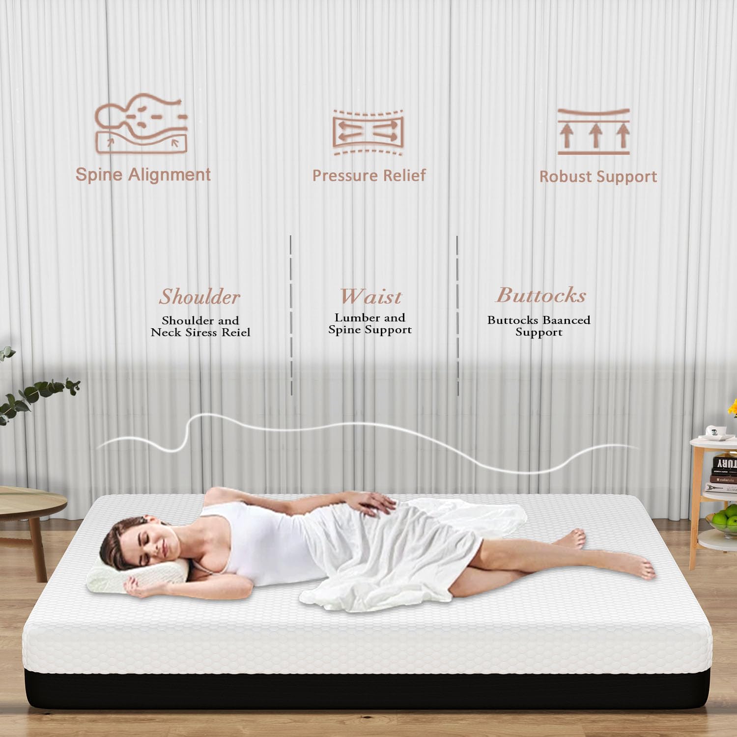 Liyih 10 Inch Full Mattress, Memory Foam Mattress, Guest Room Mattress,Suitable For Camping Mattresses, Memory Foam Topper Cooli