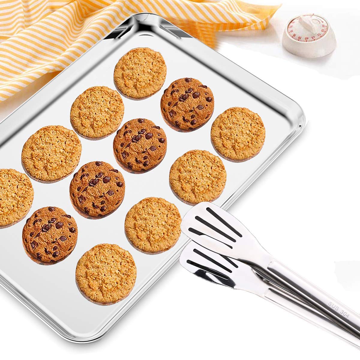 Baking Sheet Set Of 2, Wildone Stainless Steel Baking Tray Cookie Pan, Size 20 X 14 X 1 Inch, Non Toxic & Heavy Duty & Easy Clea