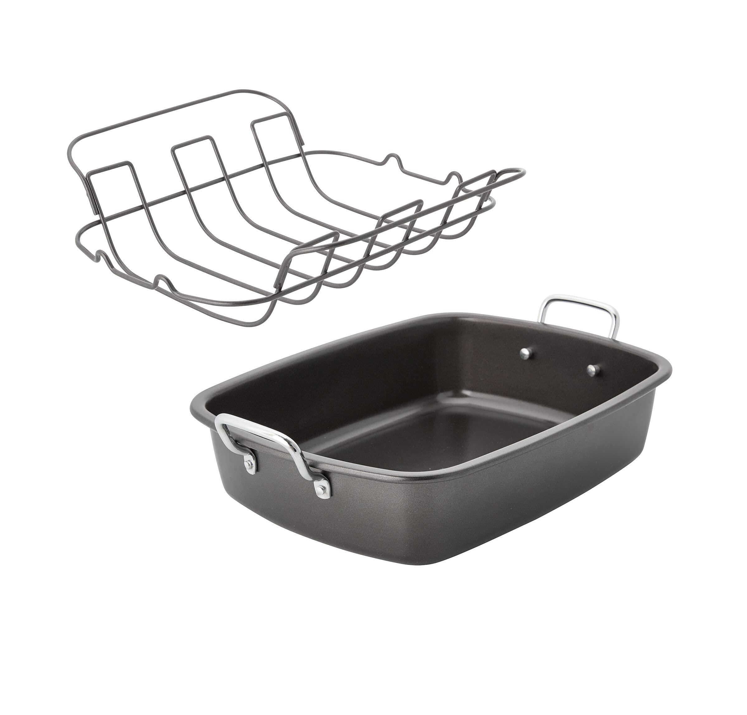 Chicago Metallic Nonstick Roaster With Floating Rack, 18-Inch-By-13-Inch, Black