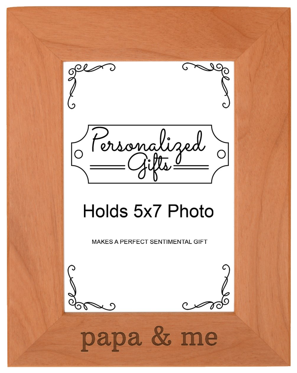 Personalized Gifts Grandpa Gift Papa and Me Grandchild Natural Wood Engraved 5x7 Portrait Picture Frame Wood