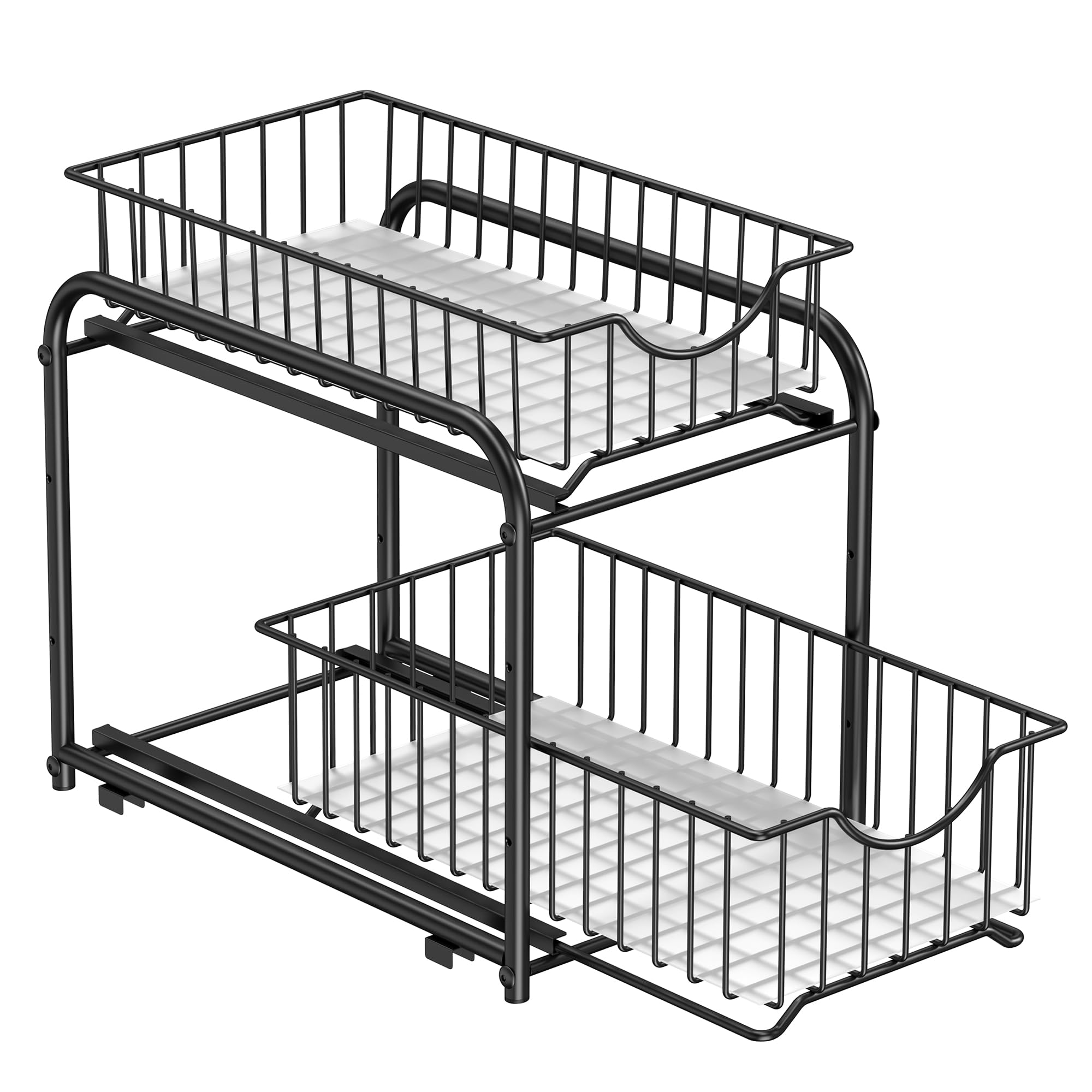 SONGMICS 2-Tier Pull Out Cabinet Organizers, Under Sink Organizer, Bathroom Organizer and Storage, Sliding Basket Drawers, Stack