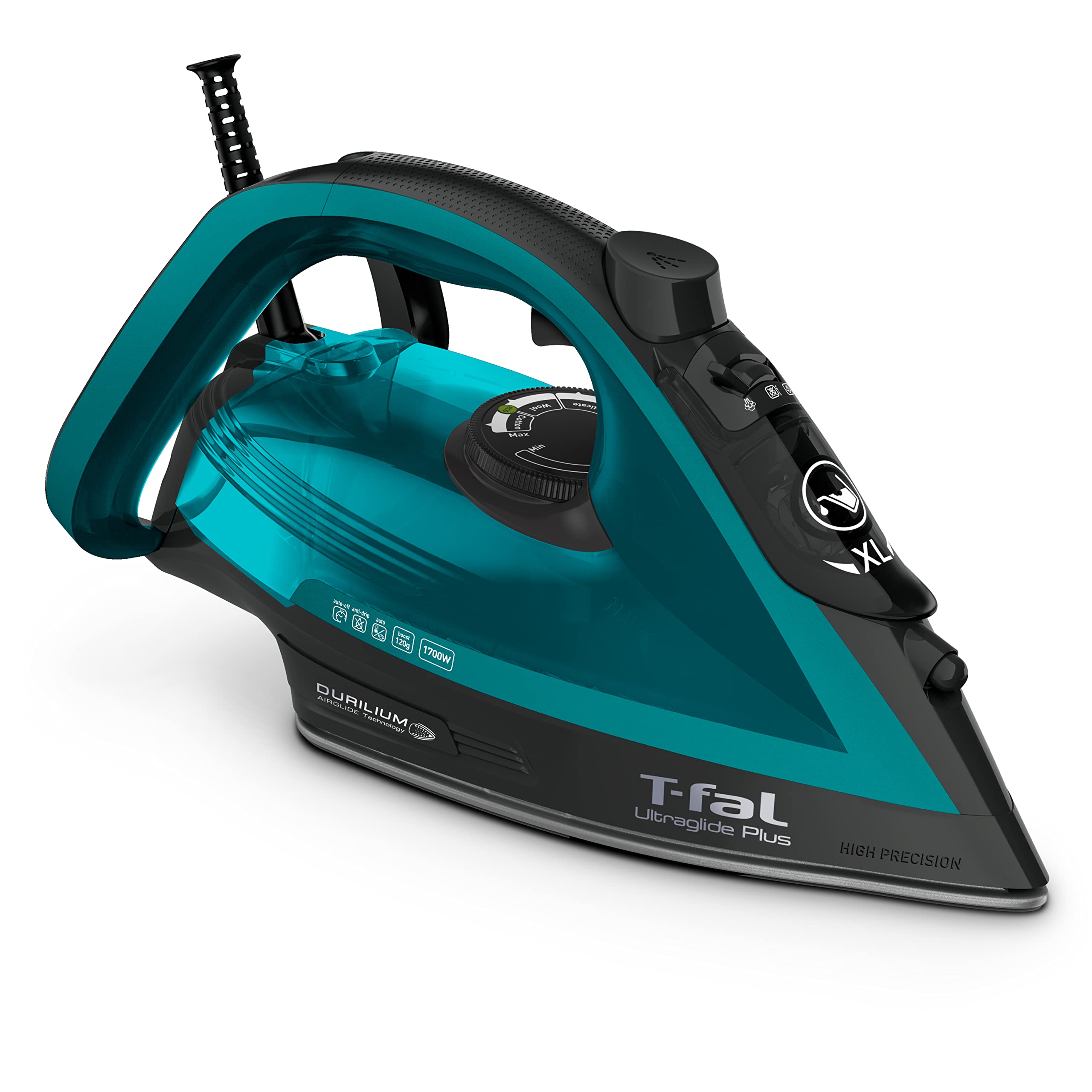 T-Fal, Iron, Ultraglide Steam Iron For Clothes, Durilium Soleplate, Precision Tip, Anti-Drip, Auto-Off, 1800 Watts, Ironing, Tea