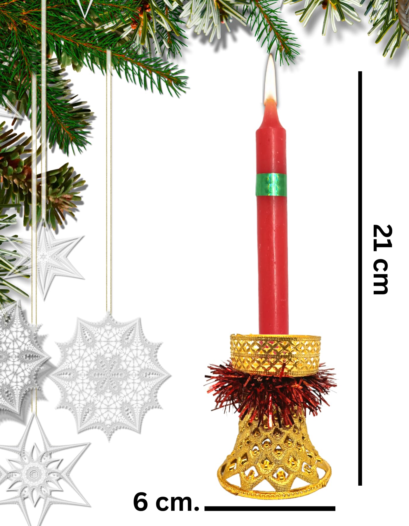 Quarya Decorative Candles Round Merry Christmas Wax Candles with Candle Stands Holders for Xmas Red Green Santa Candles for Home