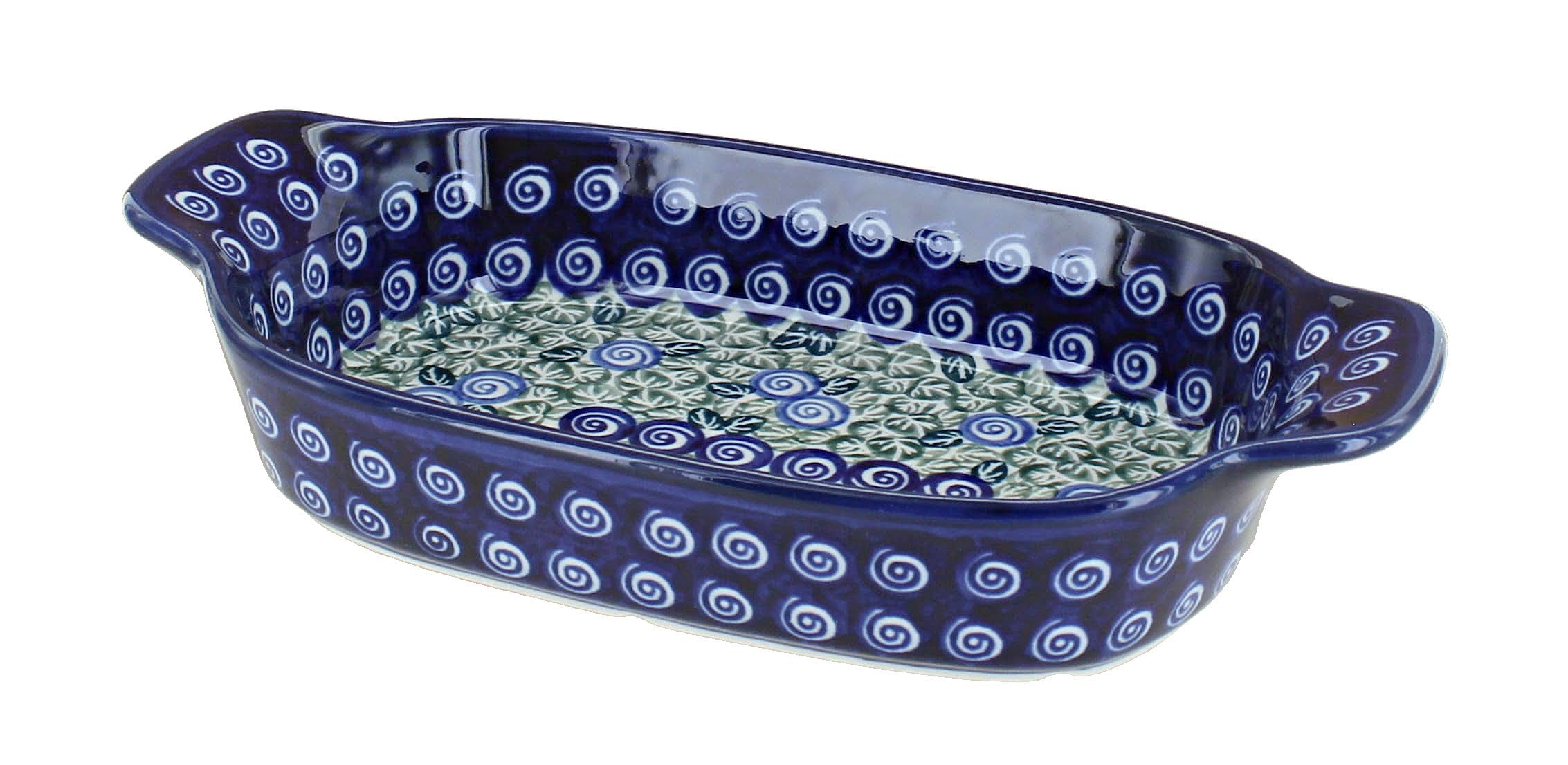 Blue Rose Polish Pottery Seaside Swirl Rectangular Serving Dish