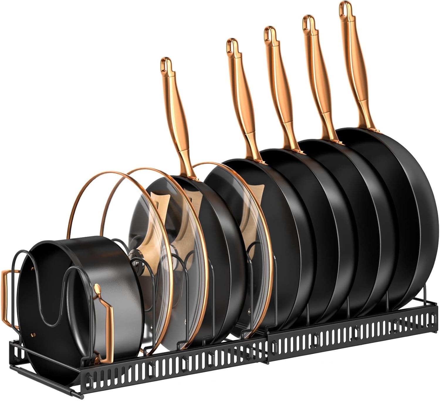 Geo Fashion 10 Tiered Shelf Under Cabinet Expandable Dish Rack Pans Organizer Rack,10Compartments,Pantry Cabinet Bakeware Lid Pl