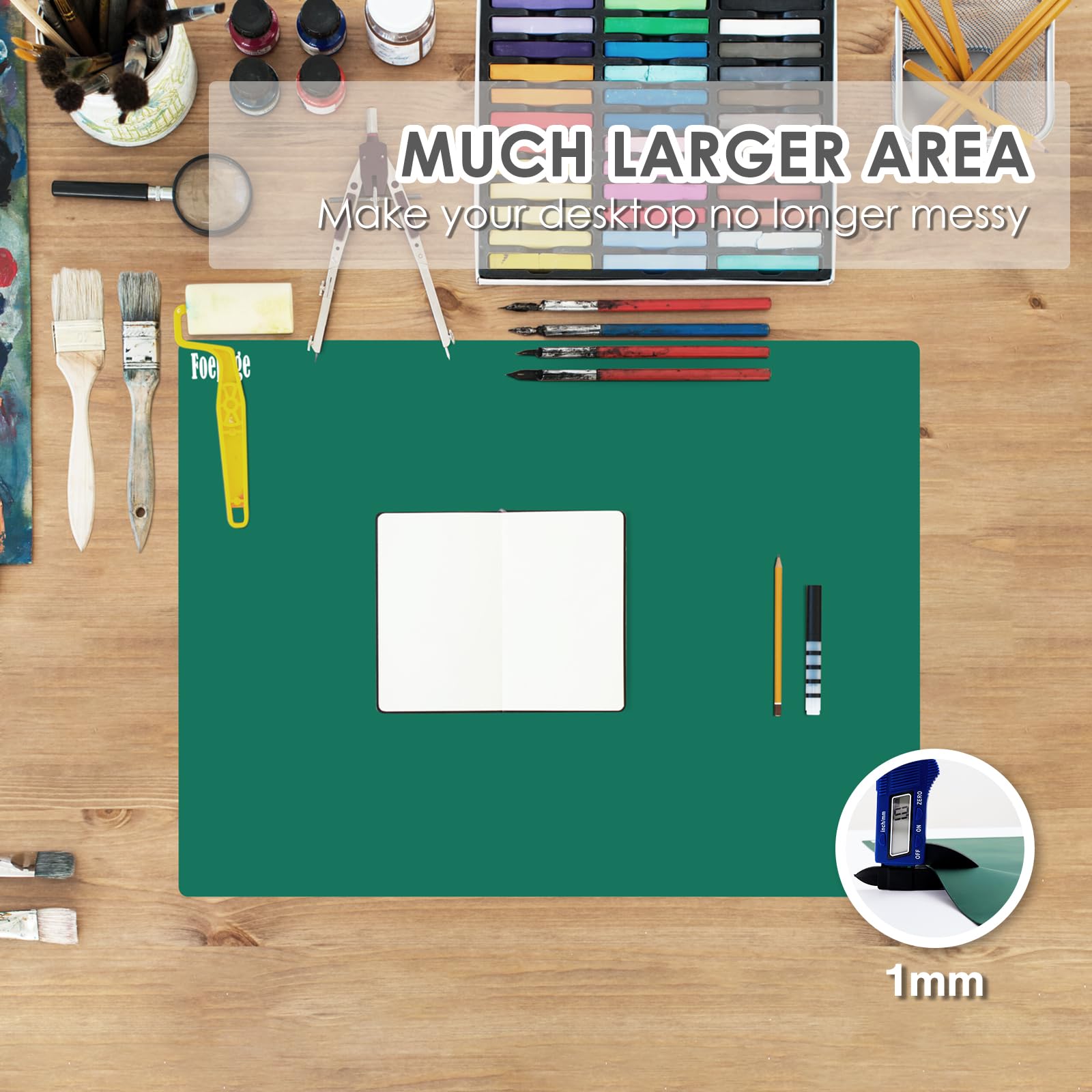 31.5'' x 23.6'' Extra Large Silicone Mat for Resin Casting  Crafts and Epoxy  Nonstick Silicone Sheet for Jewelry Casting Molds  Countertop Protector Mat Heat Resistant Placemats by Foepoge  Dark Green