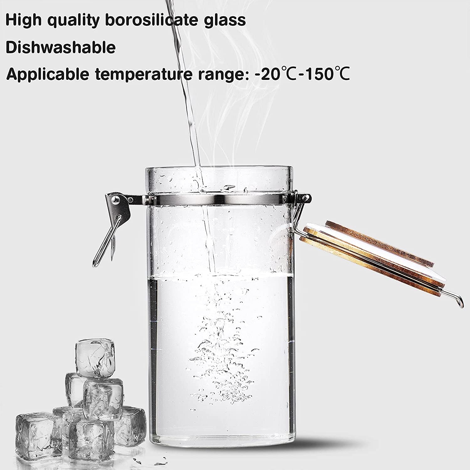 Yangbaga Glass Coffee Containers With Shelf, 2 X 45Oz Coffee Bean Canister Storage Station Organizer With Airtight Locking Clamp