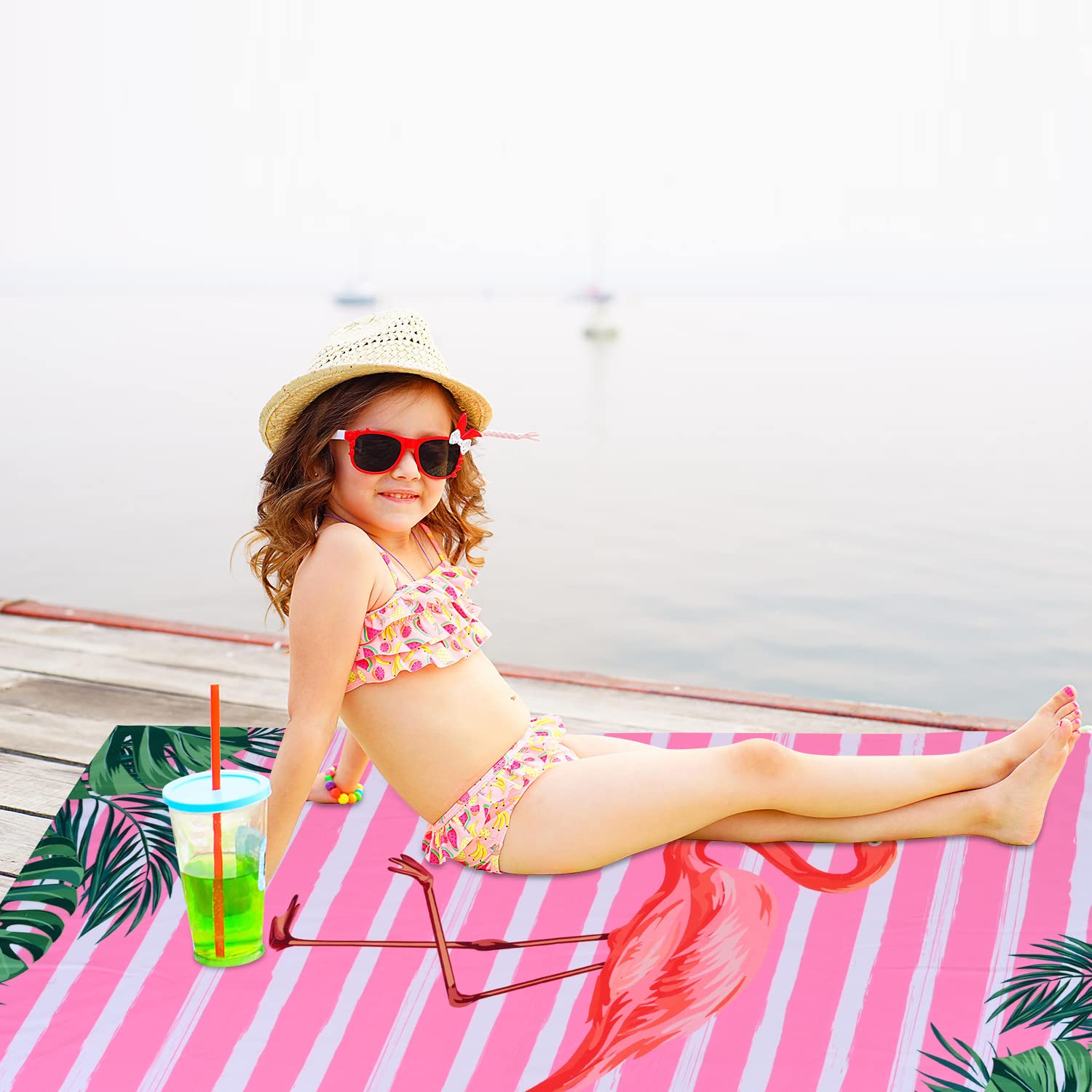 Livilan Pink Flamingo Beach Towel For Girls Kids, Microfiber Thin Soft Bath Swim Pool Yoga Towel 24   X48   , Oversized Quick Dr