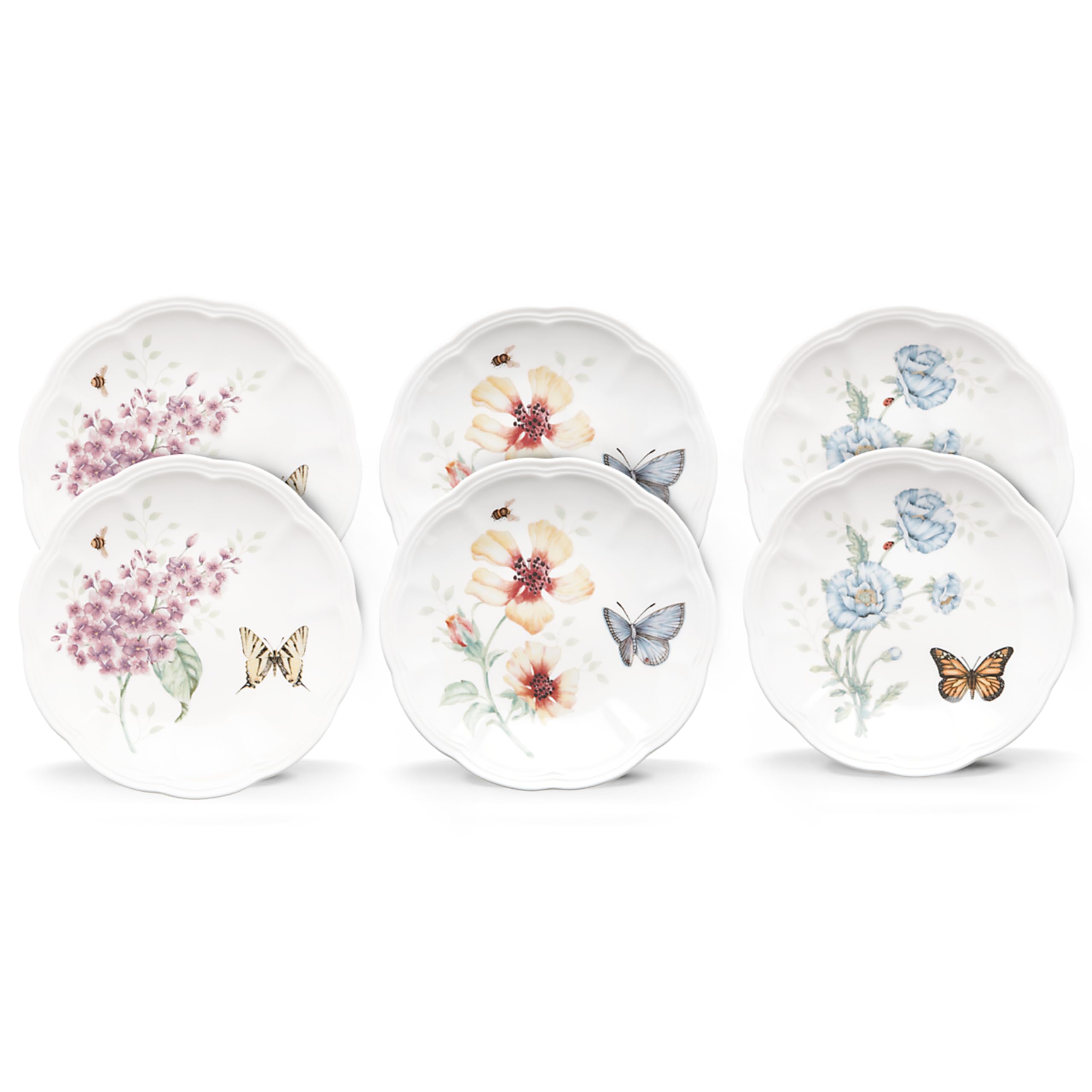 Lenox 817046 Butterfly Meadow 6-Piece Tidbit Plate Set  White