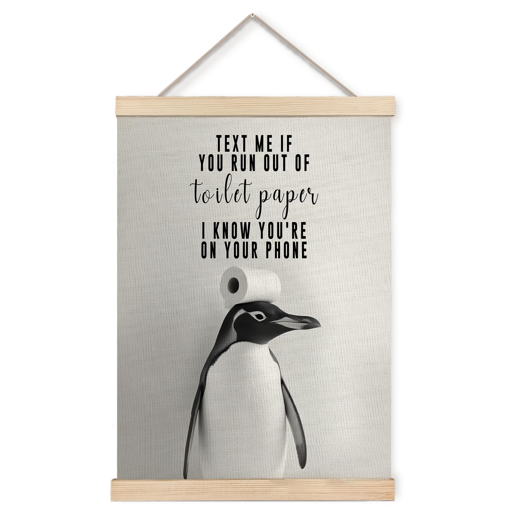 Foritho Funny Penguin Bathroom Poster Wall Art Framed, Penguins Lover Gifts For Women Men, Humorous Polar Animal Penguin Canvas 