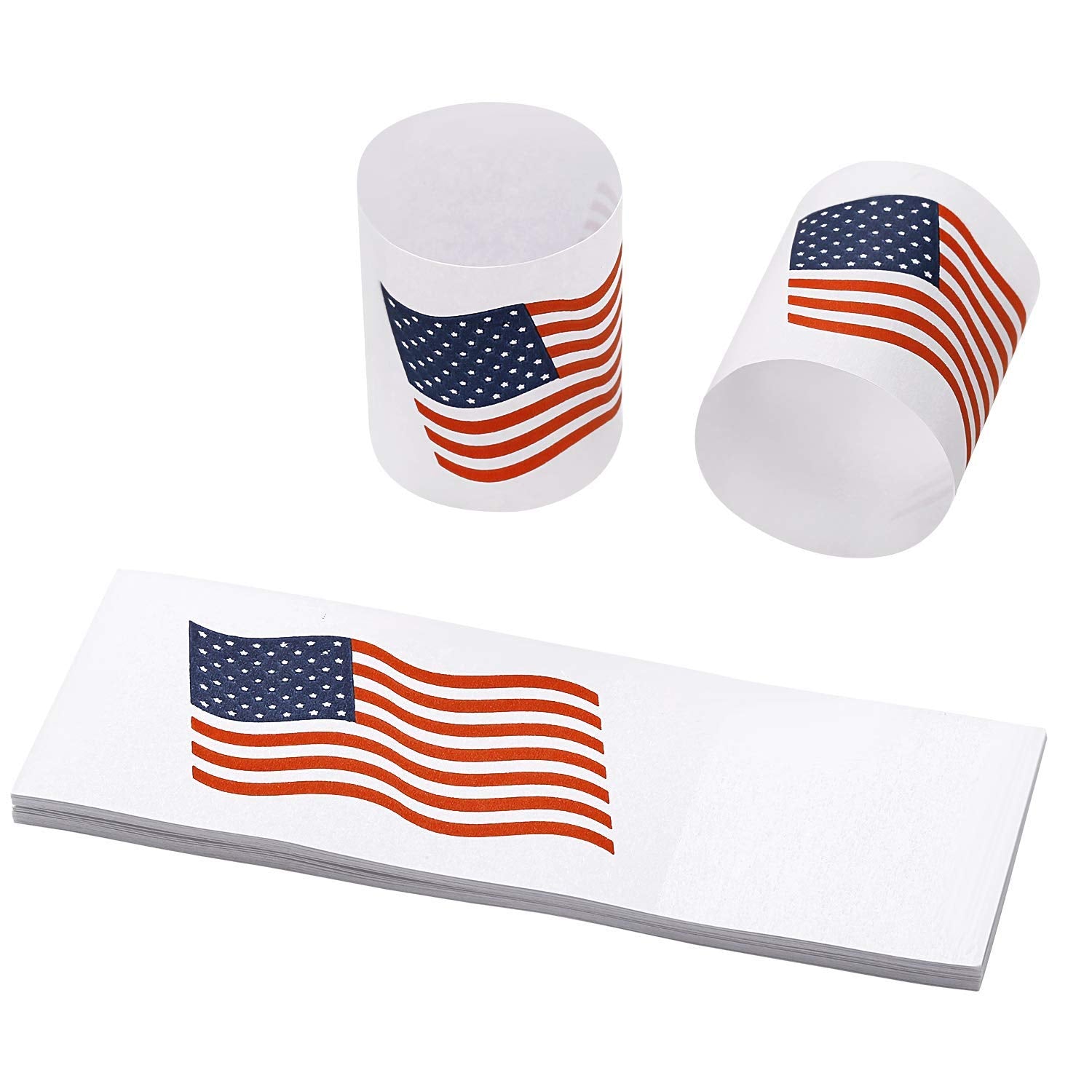 Gmark Paper Napkin Band Box Of 500, Paper Napkin Rings Self Adhesive (Us Flag) Gm1109A