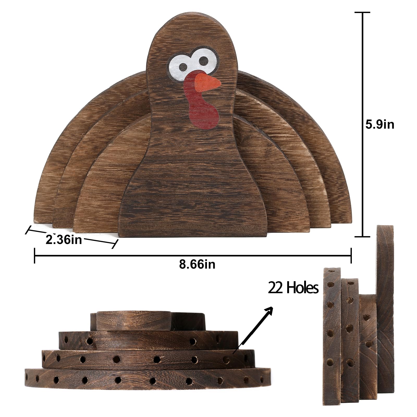 Wodoholo Thanksgiving Decor, Wooden Turkey Lollipop Holder, Candy Table Display, Fall Decor For Home, Fireplace Shelf Decor