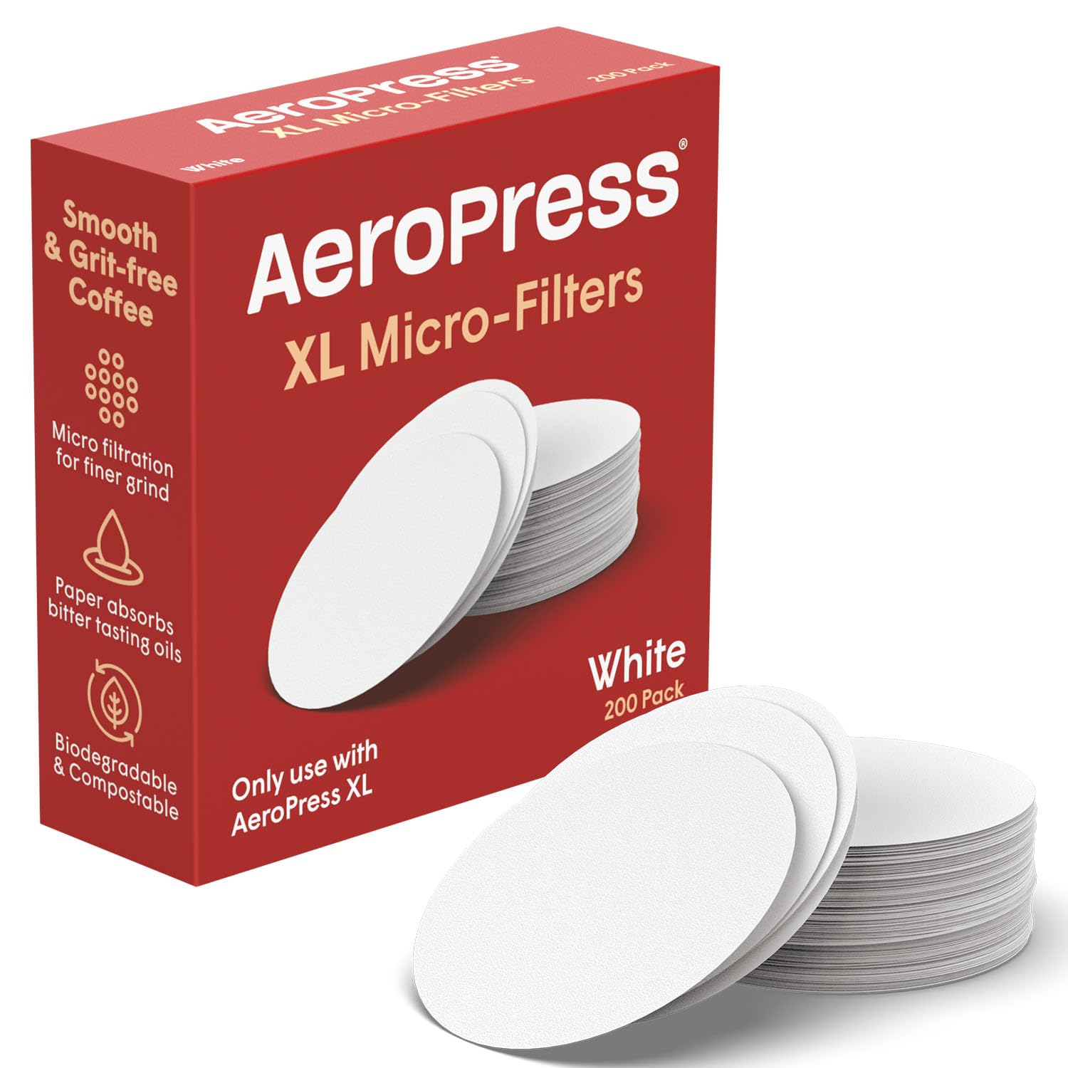 Aeropress Xl Replacement Filter Pack - Micro-Filters For Aeropress Xl Coffee And Espresso-Style Coffee Maker, (200 Count)
