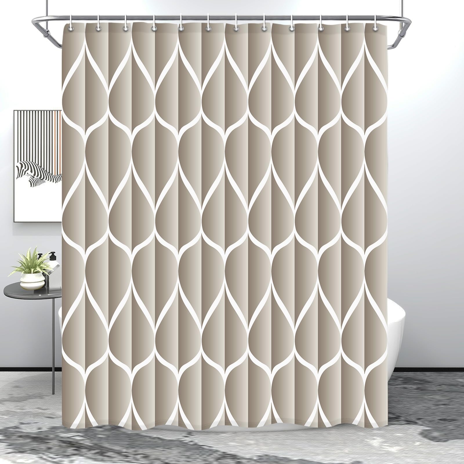 Gelbchu Cream 72 X 72 Inch Shower Curtain, Waterproof Design And Polyester, Quick-Drying, Heavy Duty Shower Curtains Set For Bat