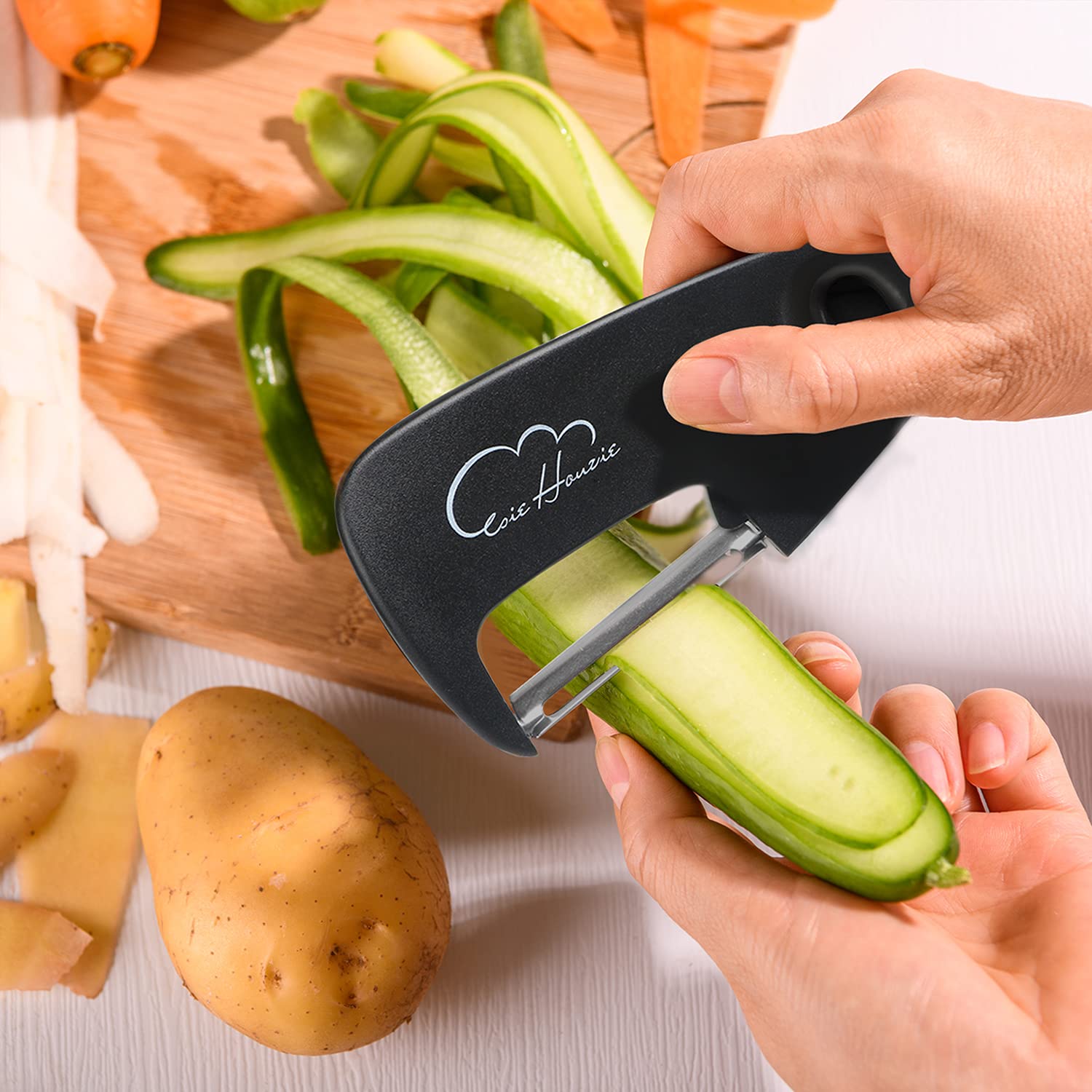 Kitchen Gadgets Set 5 Pieces, Space Saving Cooking Tools Kitchen Accessories - Fruit/Vegetable Peeler, Cheese/Chocolate Grater,