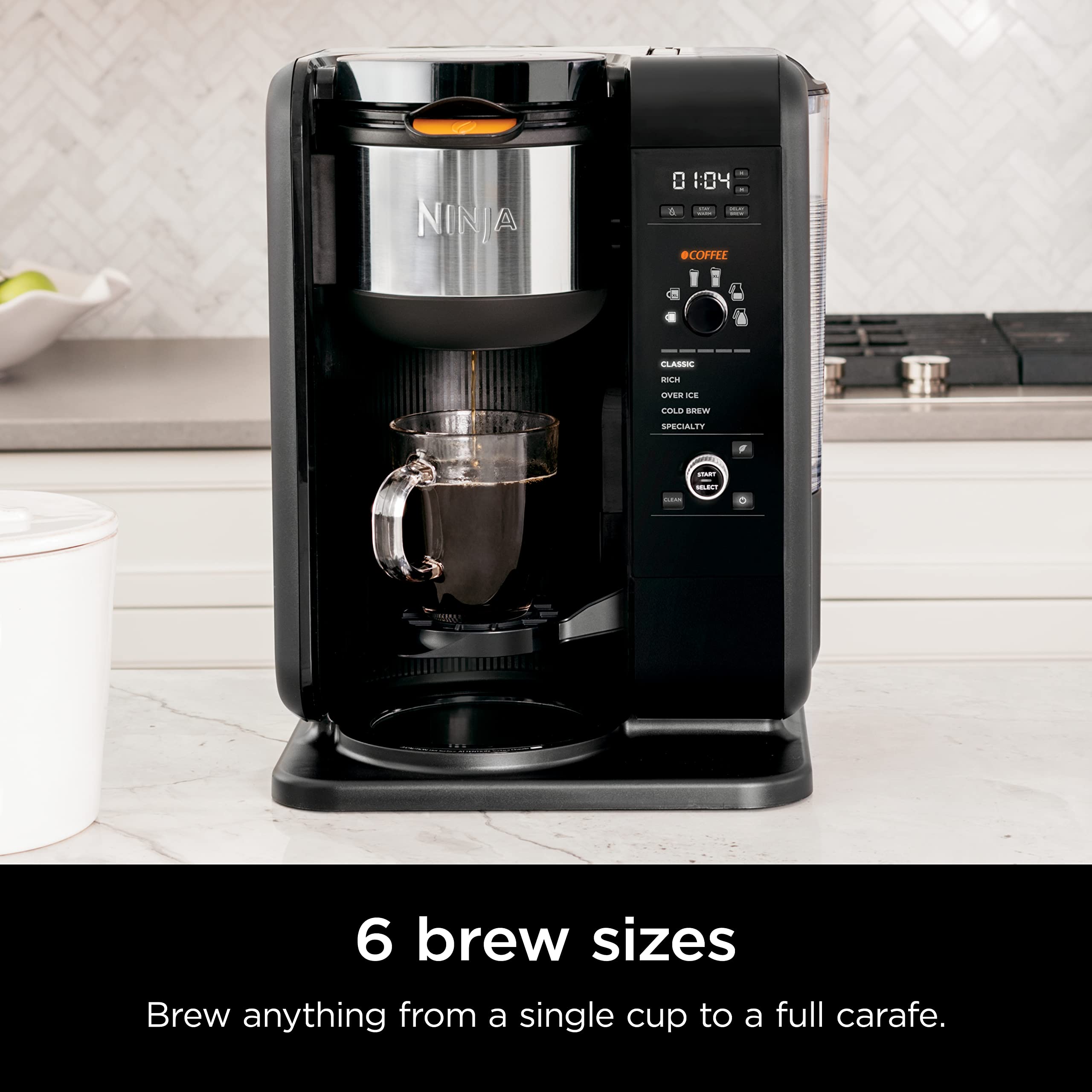 Ninja Hot and Cold Brewed System, 10-Cup Coffee & Tea Maker, Auto-iQ, Black, Model CP307, Includes Thermal Carafe & Frother