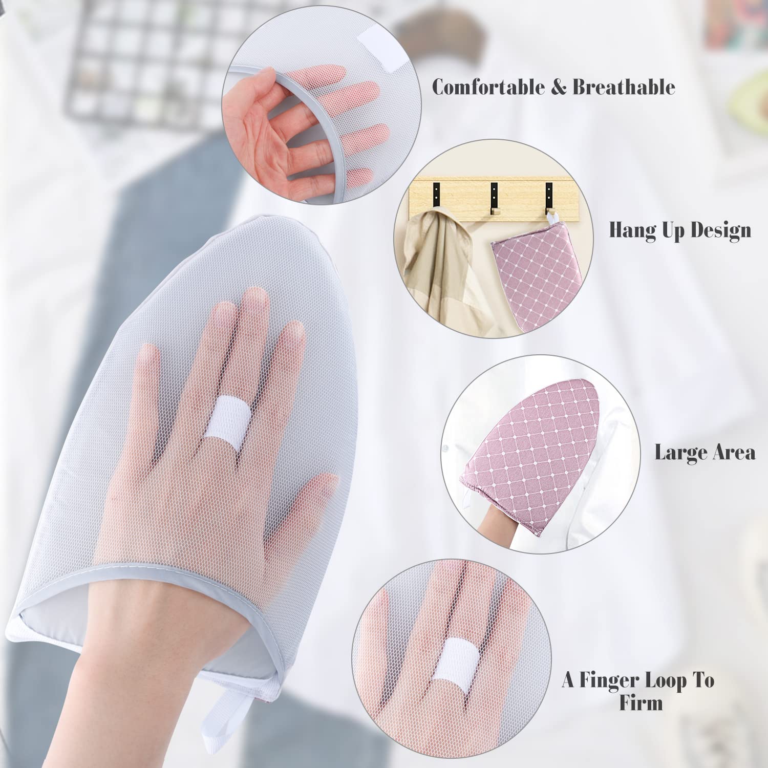 2 Pack Garment Steamer Ironing Gloves Heat Resistant Ironing Pad Anti Steam Glove Board Waterproof Garment Steamer Mitt With Fin