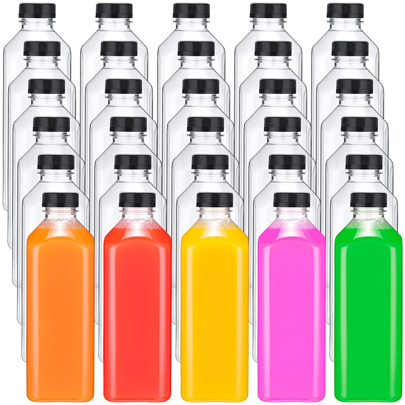 Didaey 30 Pieces 33 oz Plastic Juice Bottles with Caps Bulk, Clear Empty Juice Bottles with Lids, Reusable Beverage Containers f