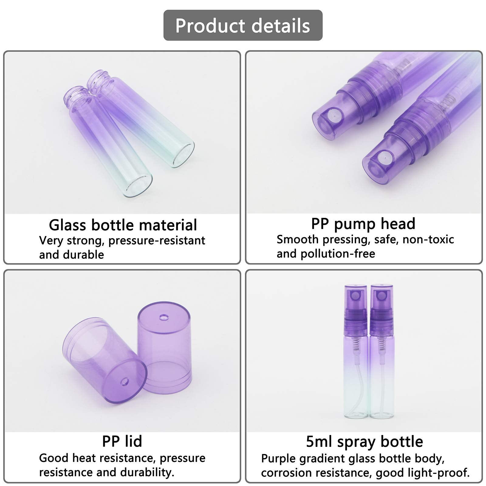 Kesell 20Pack 5Ml Spray Bottle Gradient Colored Refillable Empty Spray Bottle Small Fine Mist Spray Bottle Mini Perfume Bottles