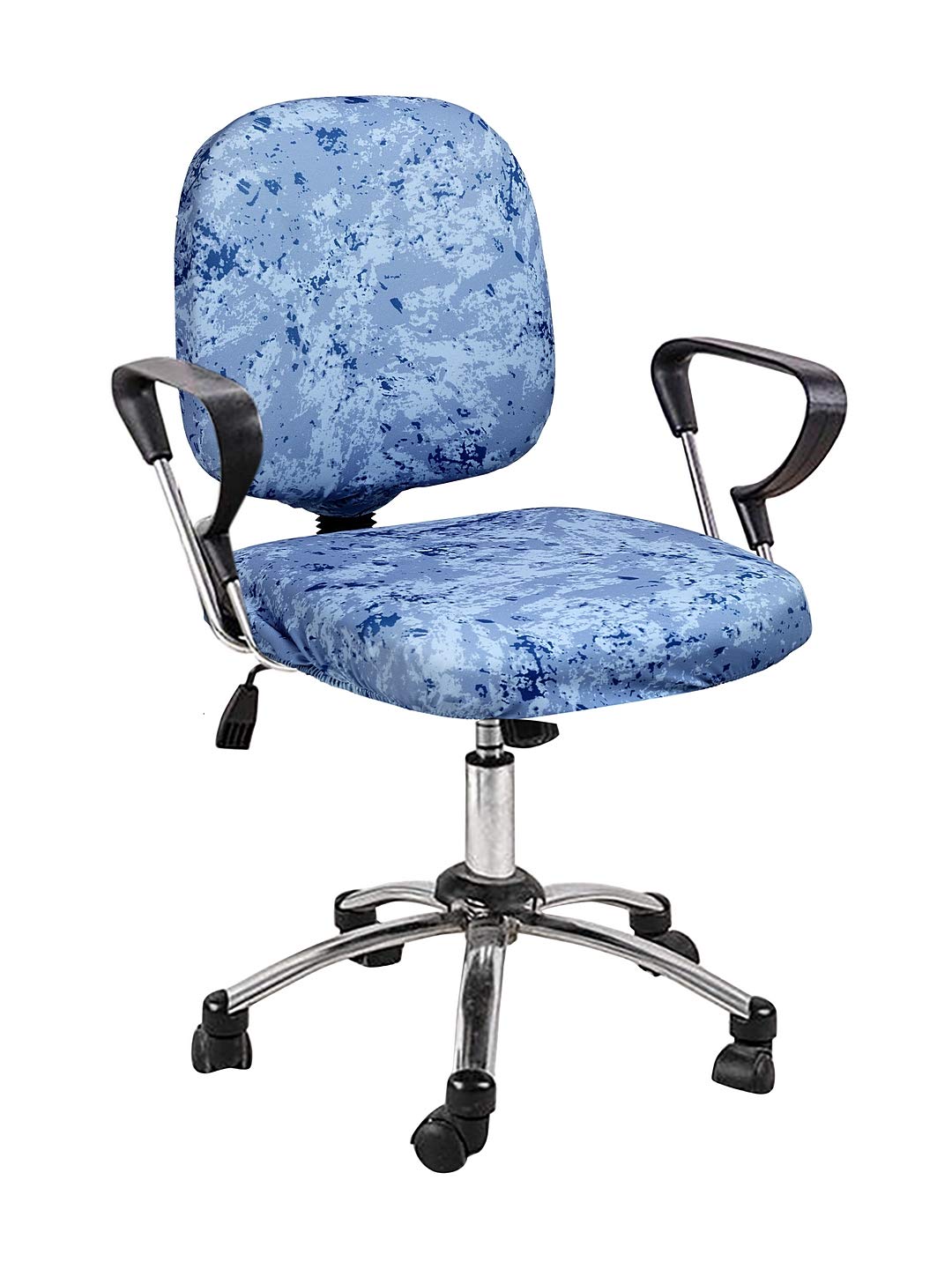 Cortina Polyester Solid Stretchable Elastic Removable Office Computer Rotating Chair Seat Cover Without Headrest (1, Blue), (New