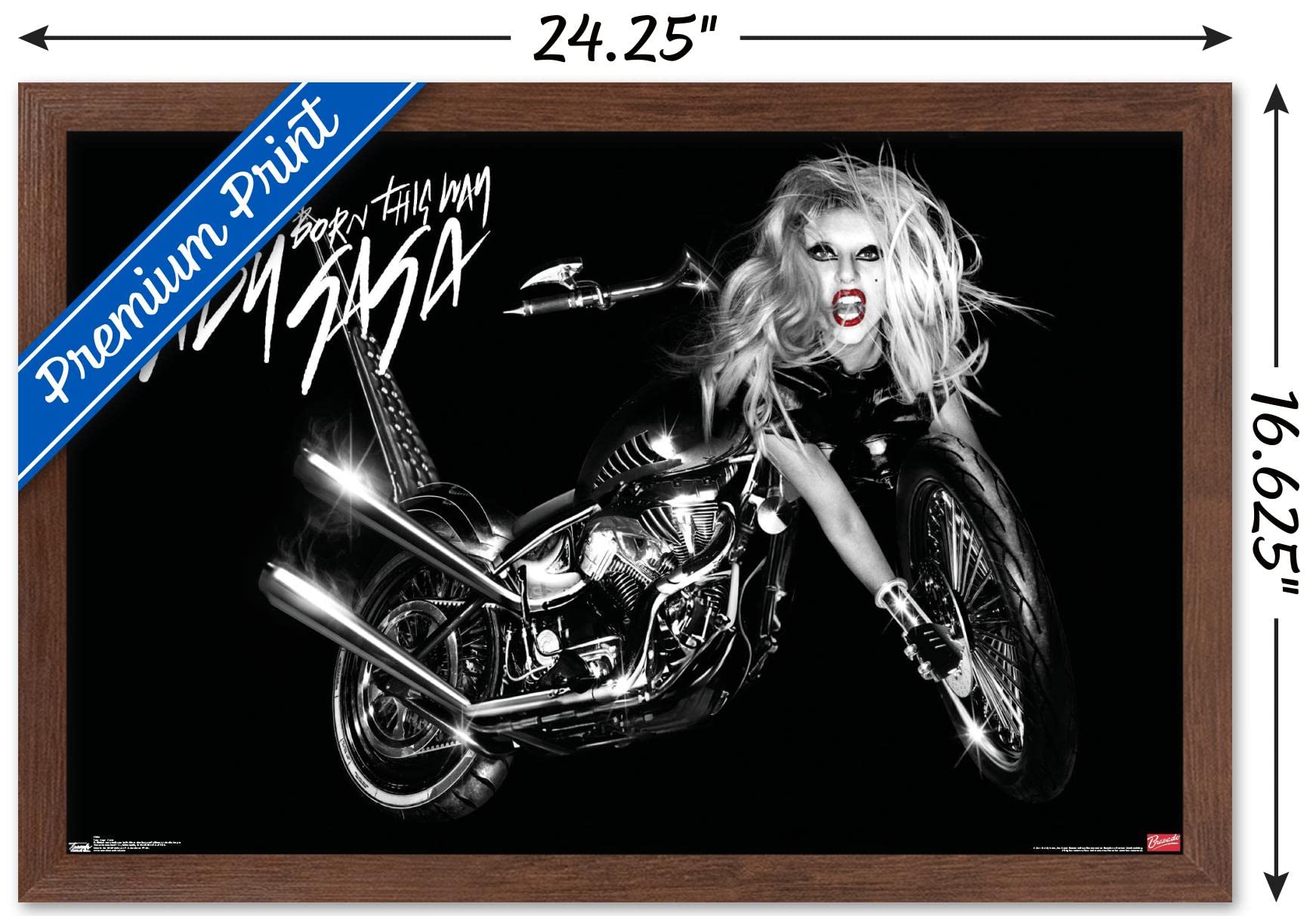 Trends International Lady Gaga - Cover Wall Poster, 14.725'' X 22.375'', Mahogany Framed Version