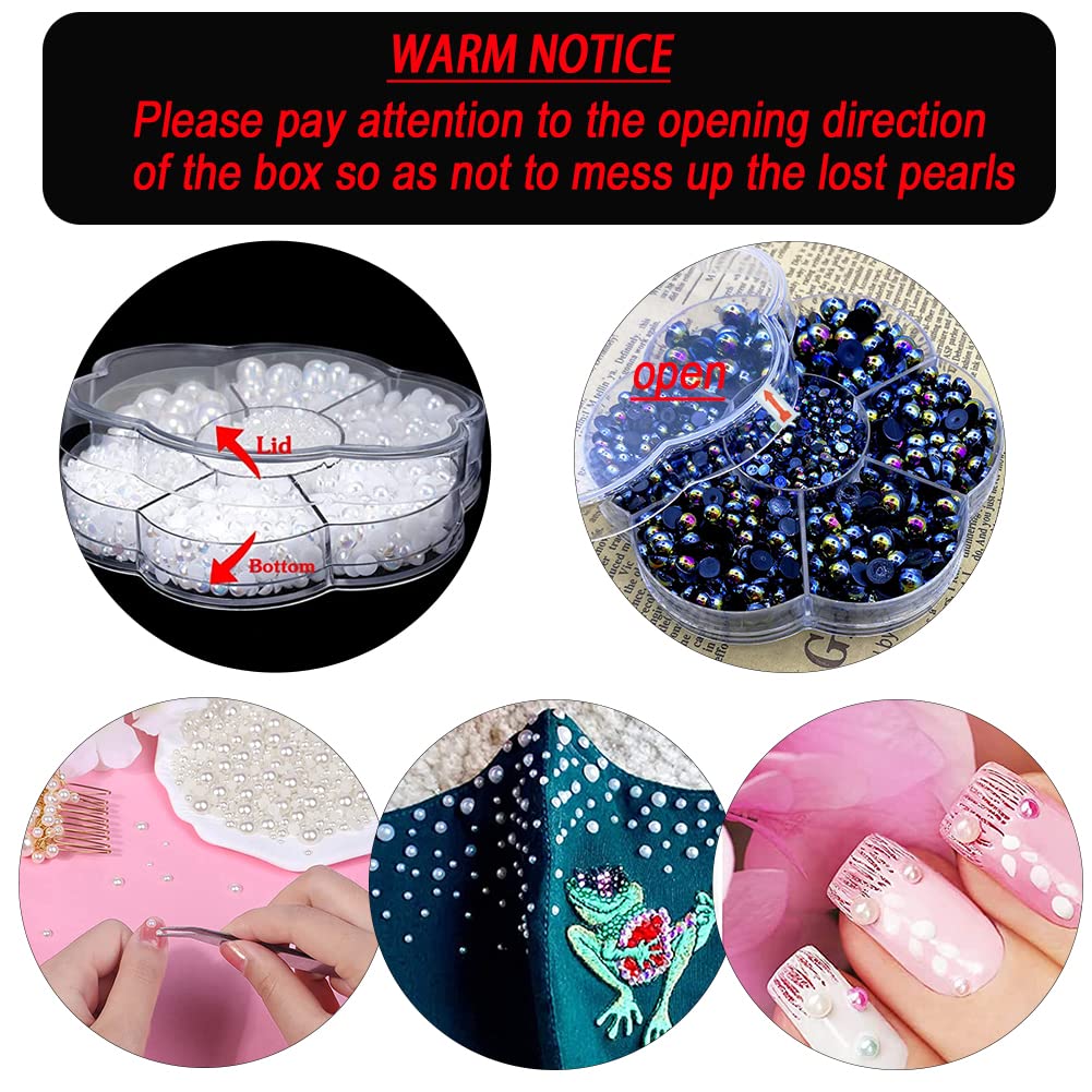5800Pcs Half Pearls For Crafts, Flatback Pearls For Artwork Making , Diy Rhinestones Accessory Nail Art , Jewels Flat Back Craft