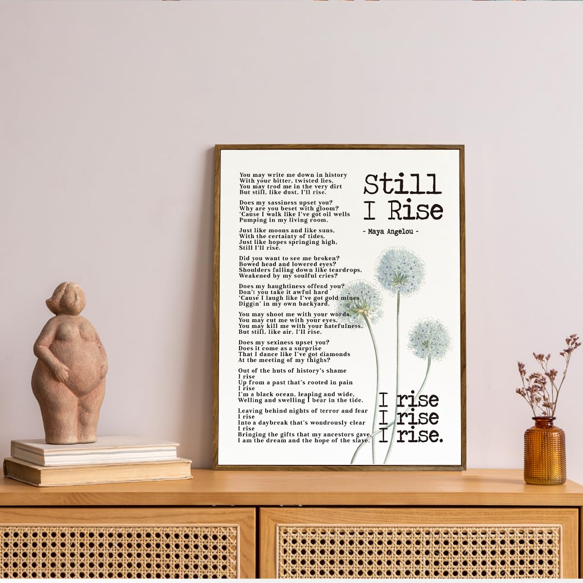 Maya Angelou Quotes Wall Art, Feminist Wall Art, Framed Inspirational Quote Decor, Maya Angelou, Still I Rise Quotes Wall D  Cor