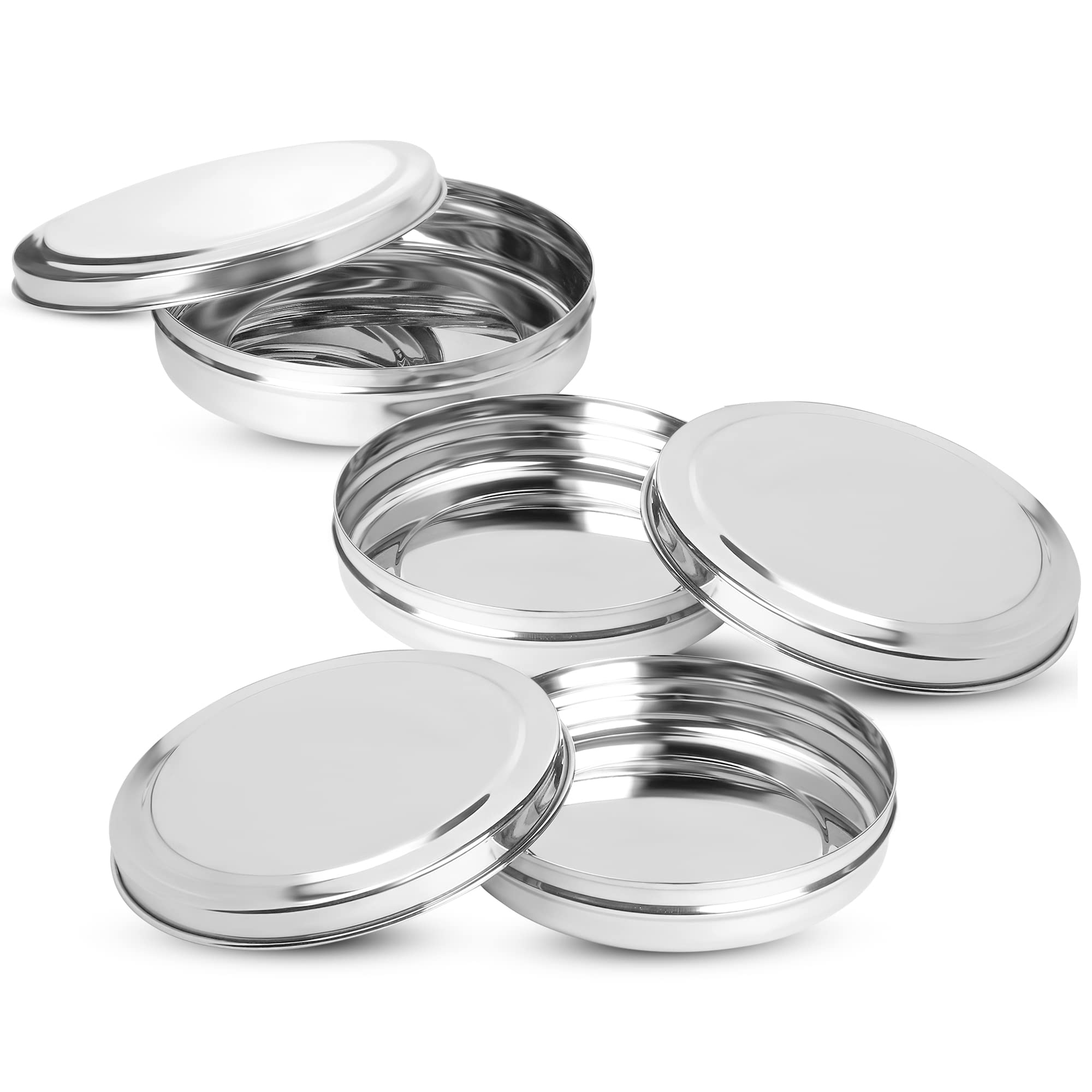 Ksjone Stainless Steel Chocolate Flat Slim And Sleek Canisters/Puri Dabba/Storage Containers Set Of 3 Pcs Big Set (23 Oz, 30 Oz,
