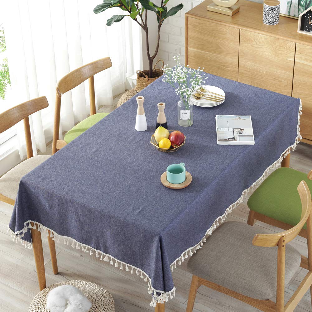 Meioro Tablecloth Solid Color Tassel Tablecloths Rectangular Table Cloth Cotton Table Cover Multi-Purpose Indoor And Outdoor(36
