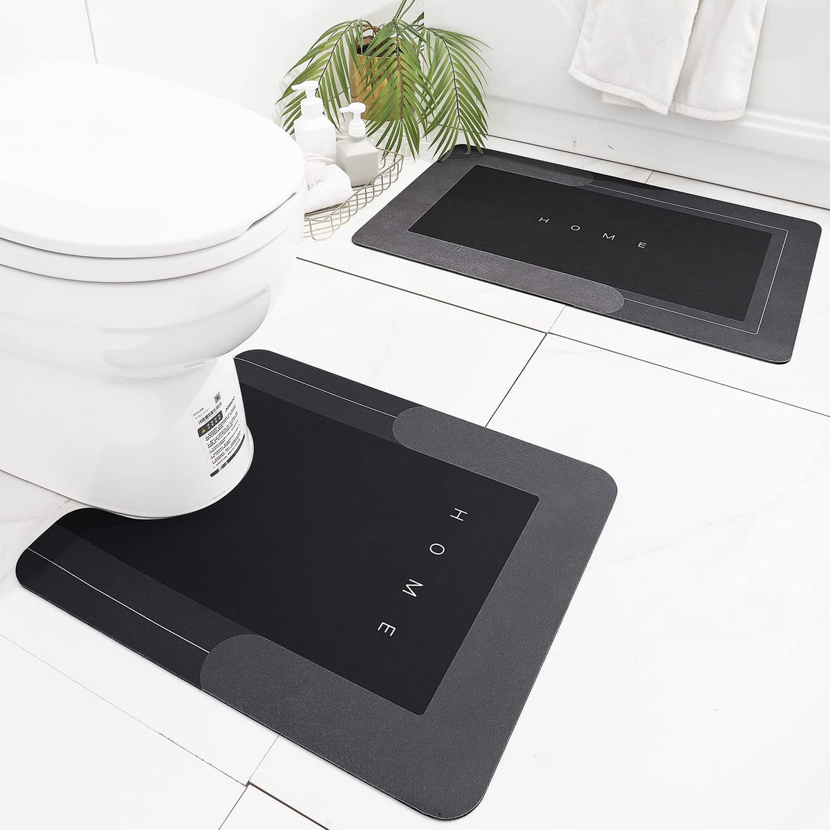 Hellotree 2Pcs Ultra Soft Napa Skin Bath Mat And U-Shaped Toilet Rug, Water Absorbent And Non Slip Shower Bath Rug For Bathroom,