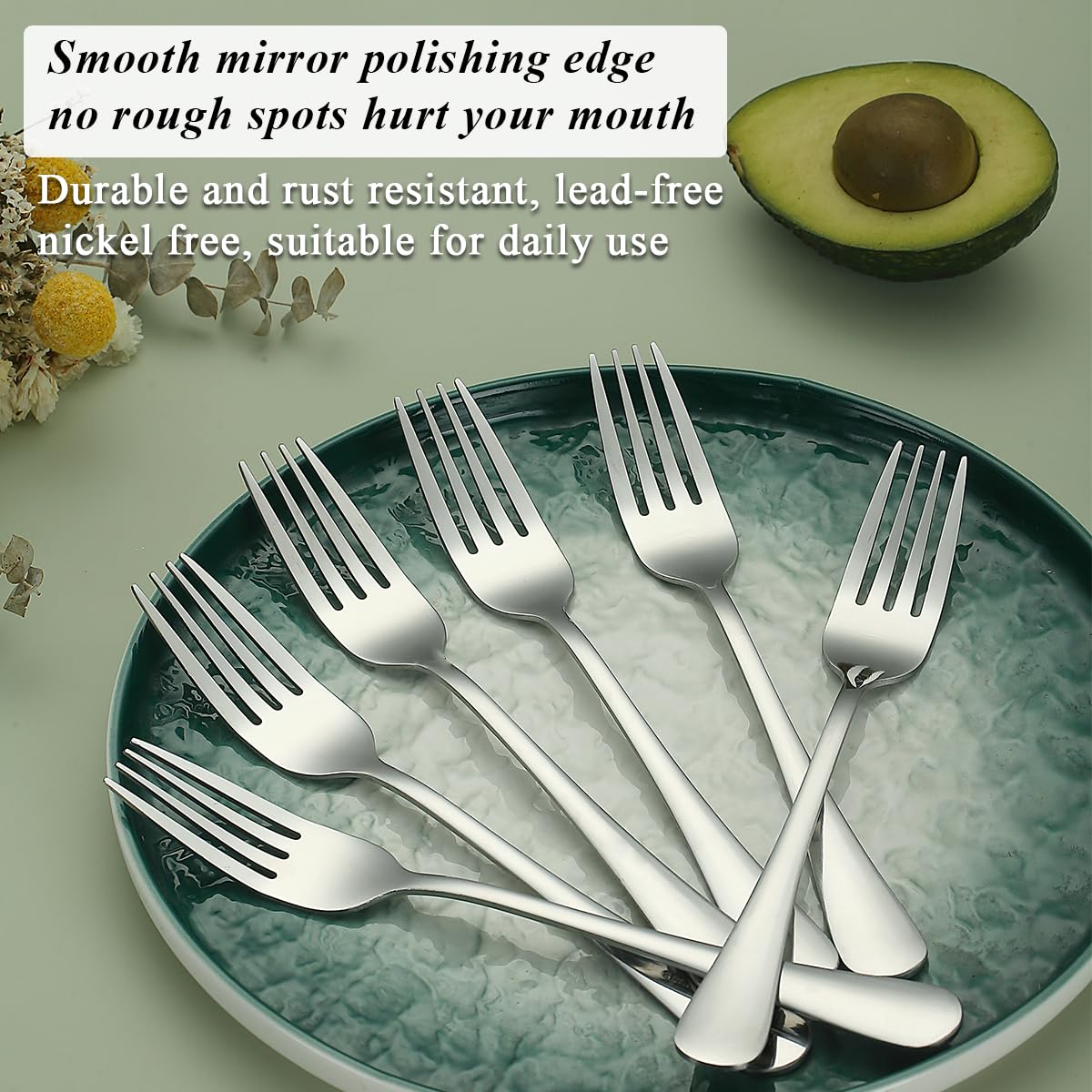 Evanda Dinner Fork 24 Pieces  Stainless Steel 8.07inch Forks  Cake Forks  Table Forks Dessert Forks  Easy To Clean  Dishwasher Safe
