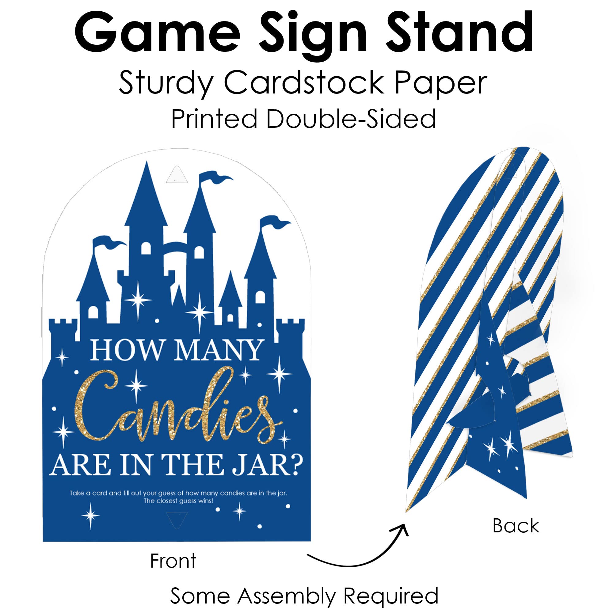 Big Dot Of Happiness Royal Prince Charming - How Many Candies Baby Shower Or Birthday Party Game - 1 Stand And 40 Cards - Candy