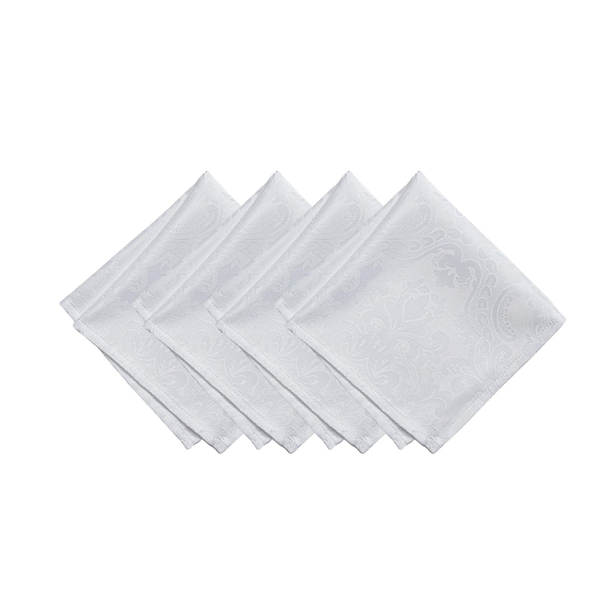 Elrene Home Fashions Caiden Elegance Damask Fabric Napkins (Set Of 4), 17'' X 17'', White 4 Count (Pack Of 1)