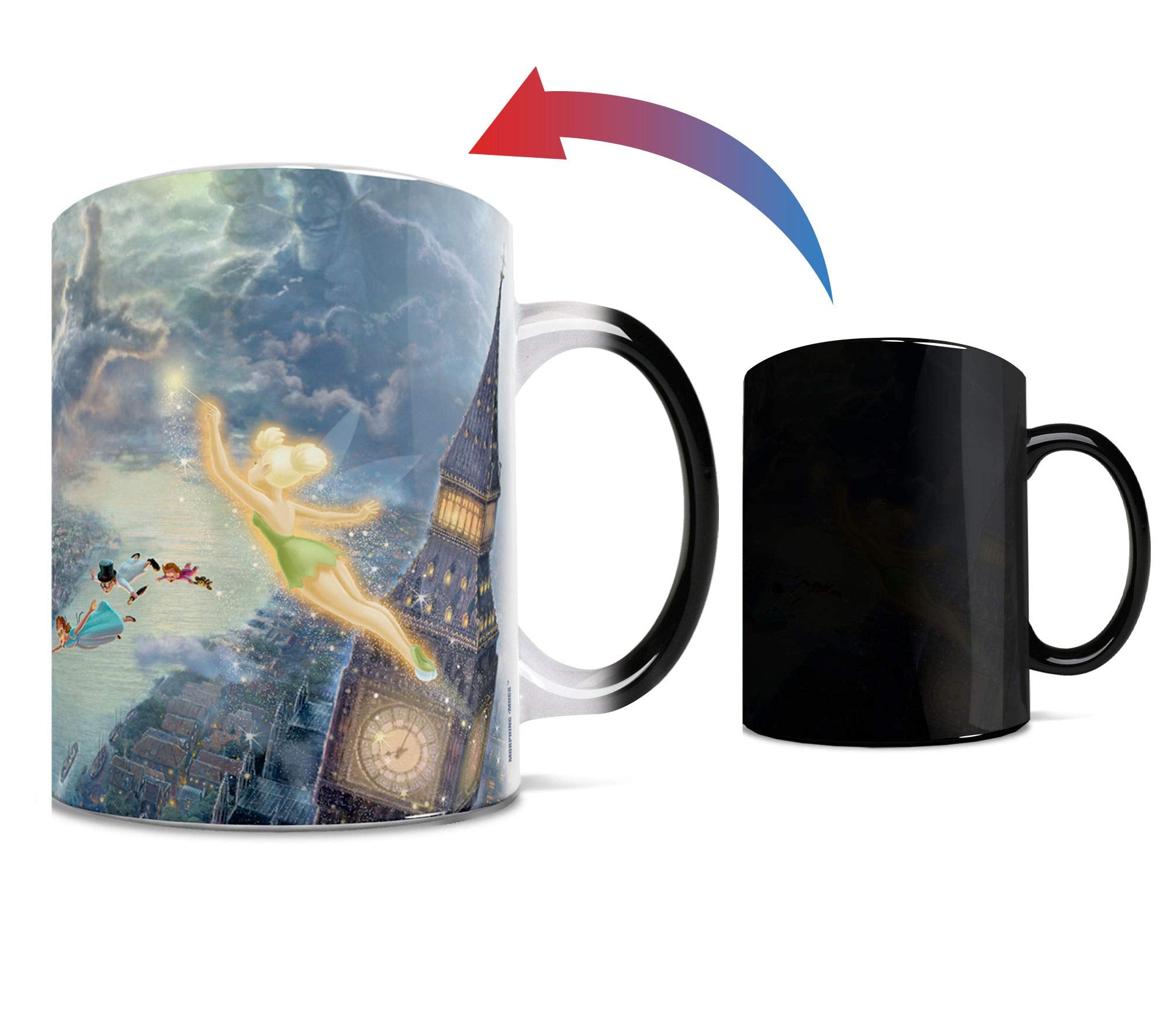 Morphing Mugs Disney - Peter Pan - Tinker Bell - Fly to Neverland - One 11 oz Color Changing Heat Sensitive Ceramic Mug - Image