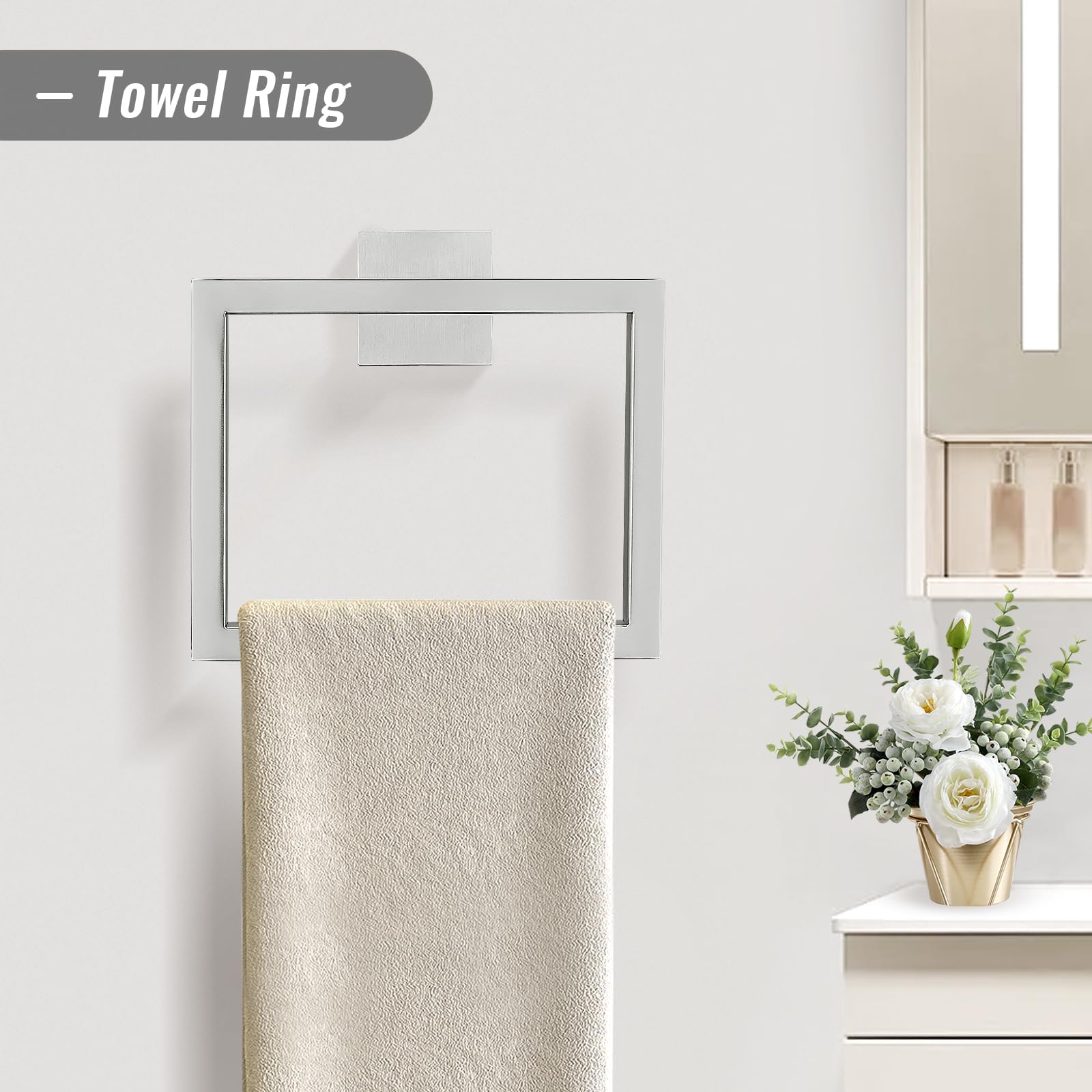 Yacvcl Towel Bar Set, 5 Pieces Bathroom Hardware Set Brushed Nickel Bathroom Accessories, Sus304 Stainless Steel Towel Racks Hol