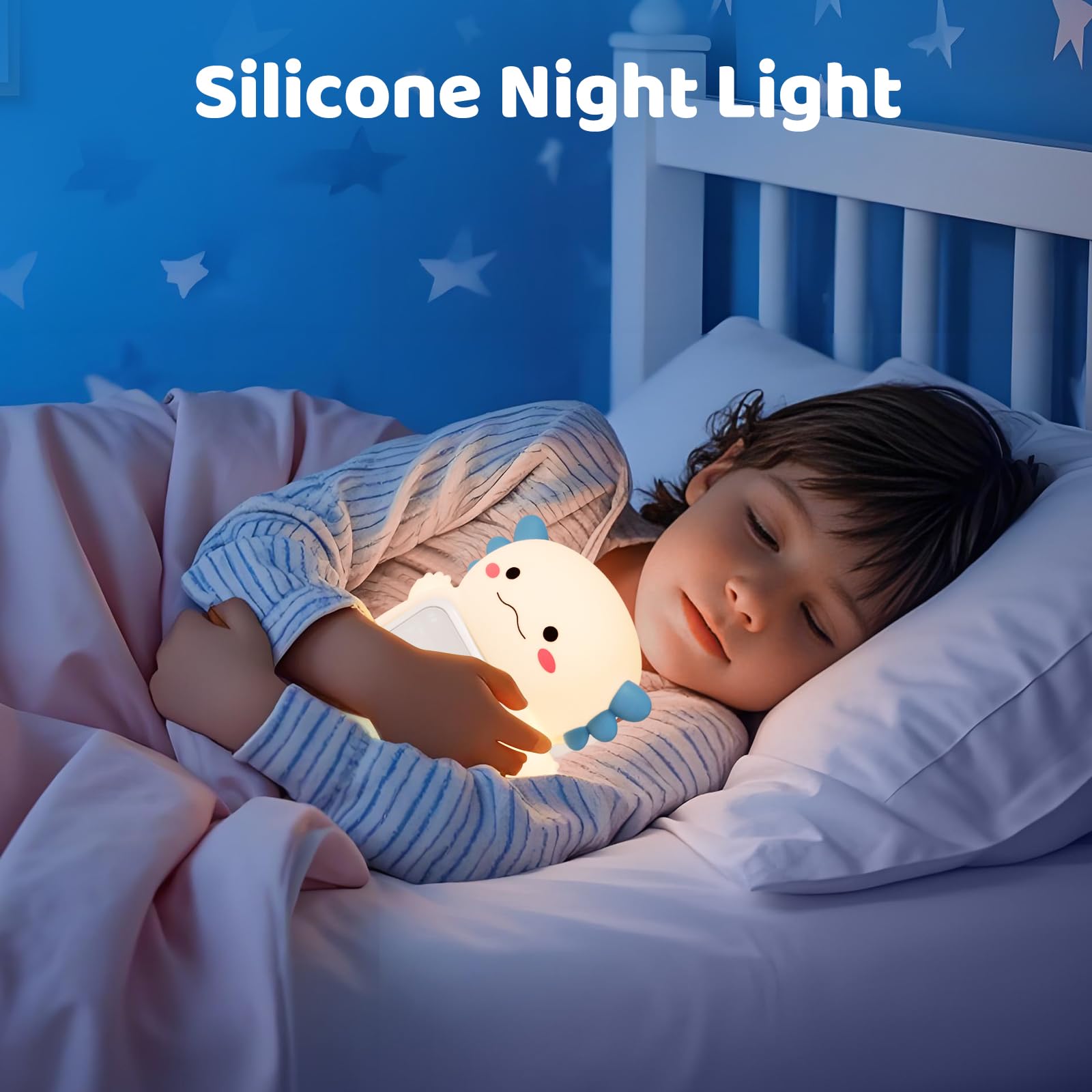 Aokpsrt Axolotl Alarm Clock with Night Light for Kids, Rechargeable Silicone Lamp Time to Wake Clock Cute Animal Tabletop Lamp,