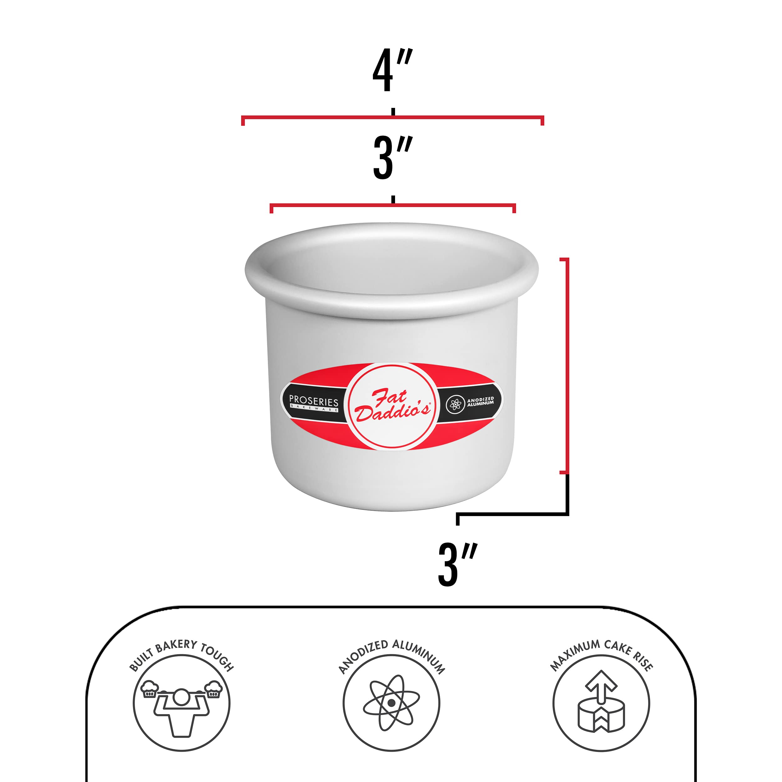 Fat Daddio'S Prd-33Case Anodized Aluminum Round Cake Pans, 3 X 3 Inch, Set Of 6