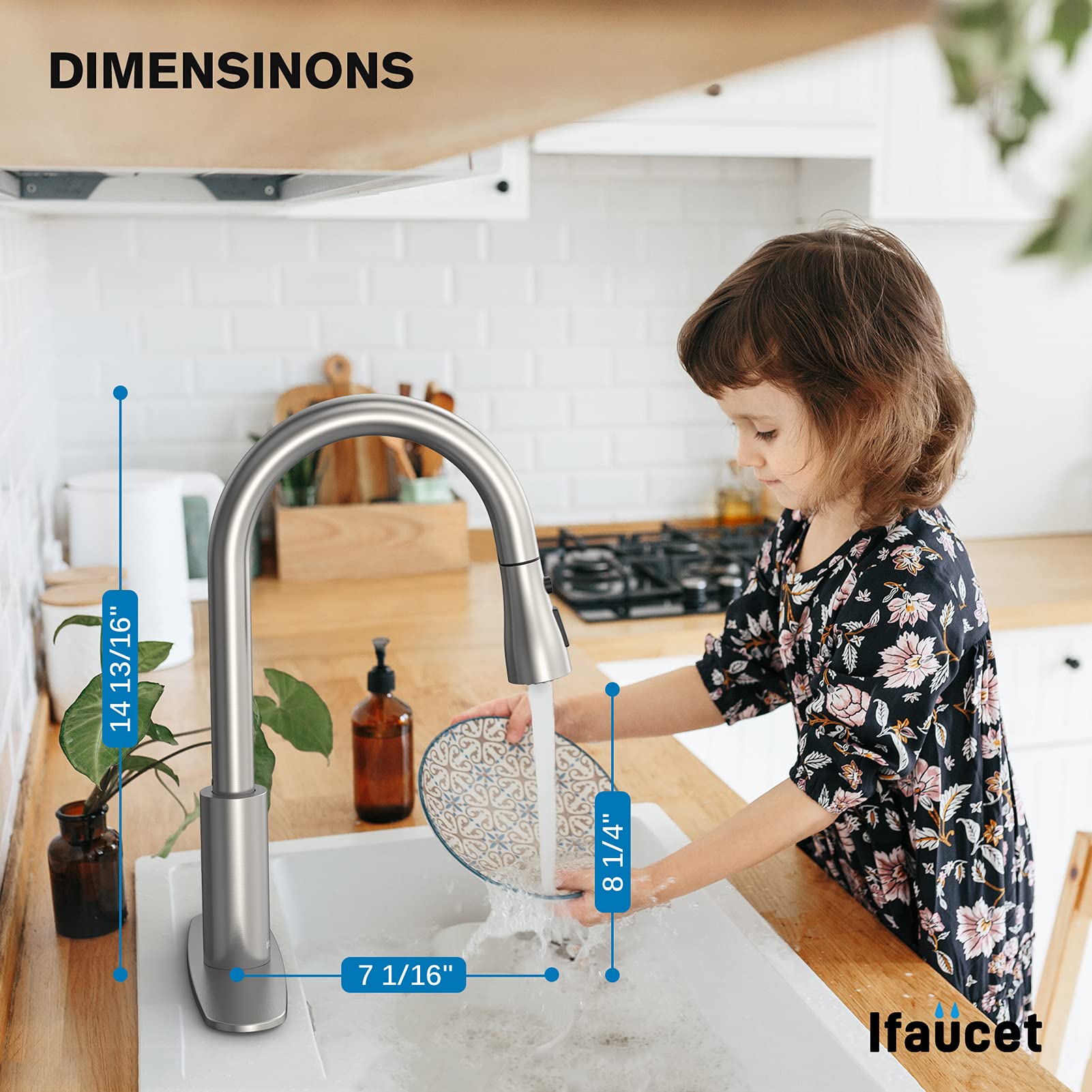 Kitchen Faucet with Pull Down Sprayer  Kitchen Faucets  High Arc Single Handle Kitchen Sink Faucet with Water Lines  Brushed Nickel Kitchen Faucet with Sprayer  RV Kitchen Sink Faucets