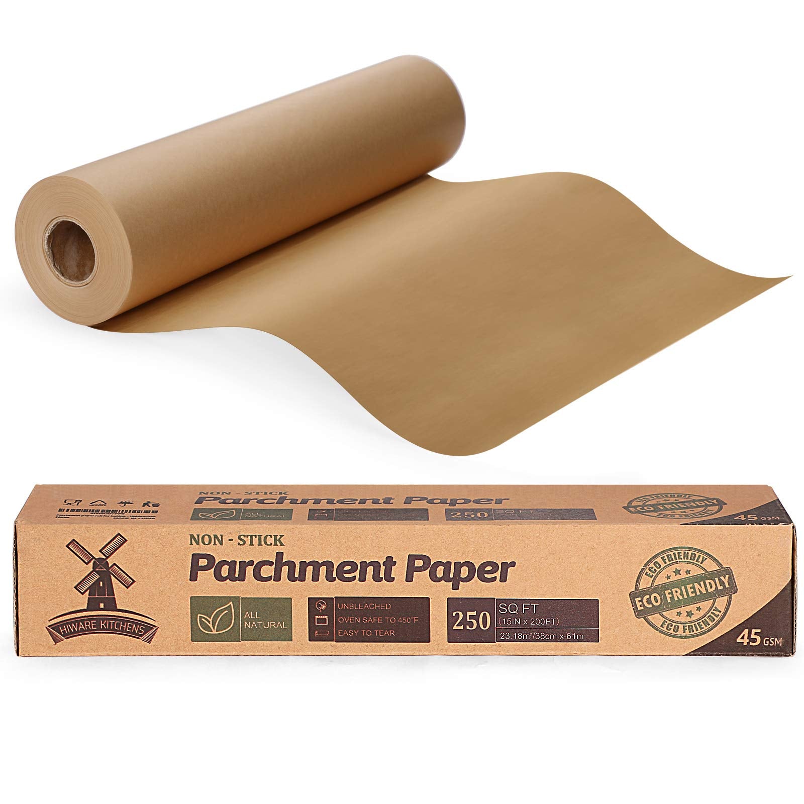 Unbleached Parchment Paper For Baking, 15 In X 200 Ft, 250 Sq.Ft, Baking Paper, Non-Stick Parchment Paper Roll For Baking, Cooki