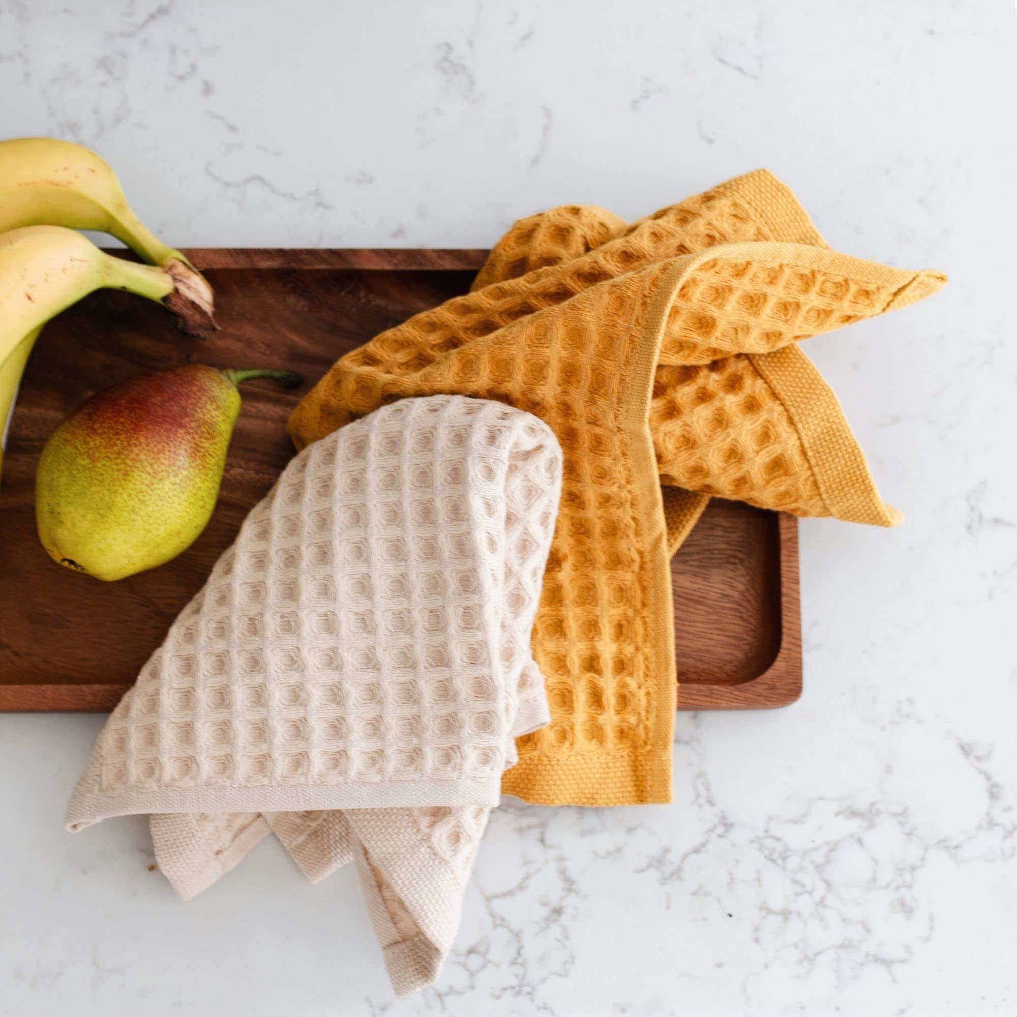 Sea Me At Home Waffle Washcloth Set, 100% Cotton (4 Pcs Washcloth 13X13 Inches, Beige)