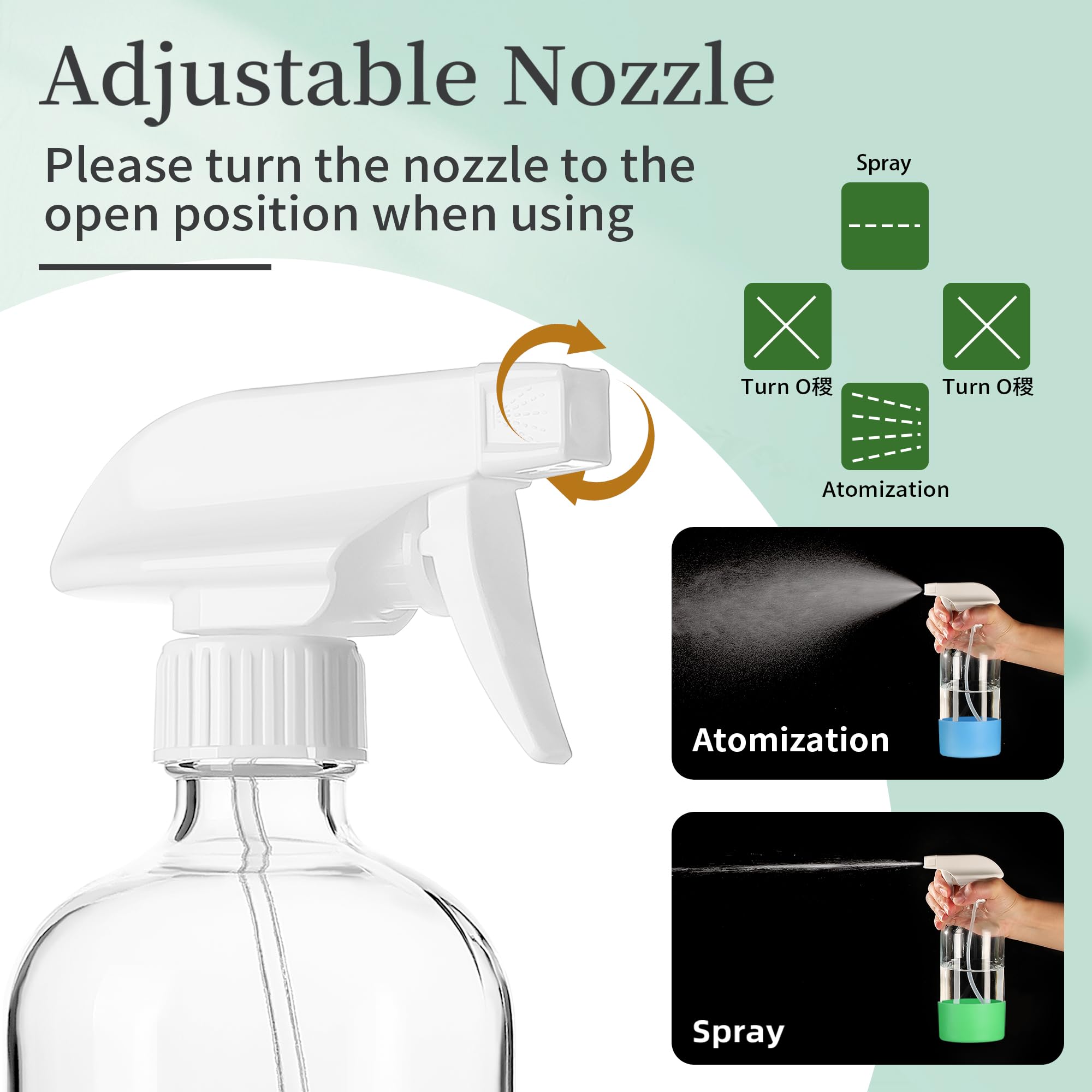 Givameihf 16Oz Clear Glass Spray Bottles,6 Pack Glass Spray Bottles Refillable Empty Bottle With Adjustable Nozzle,Spray Bottle