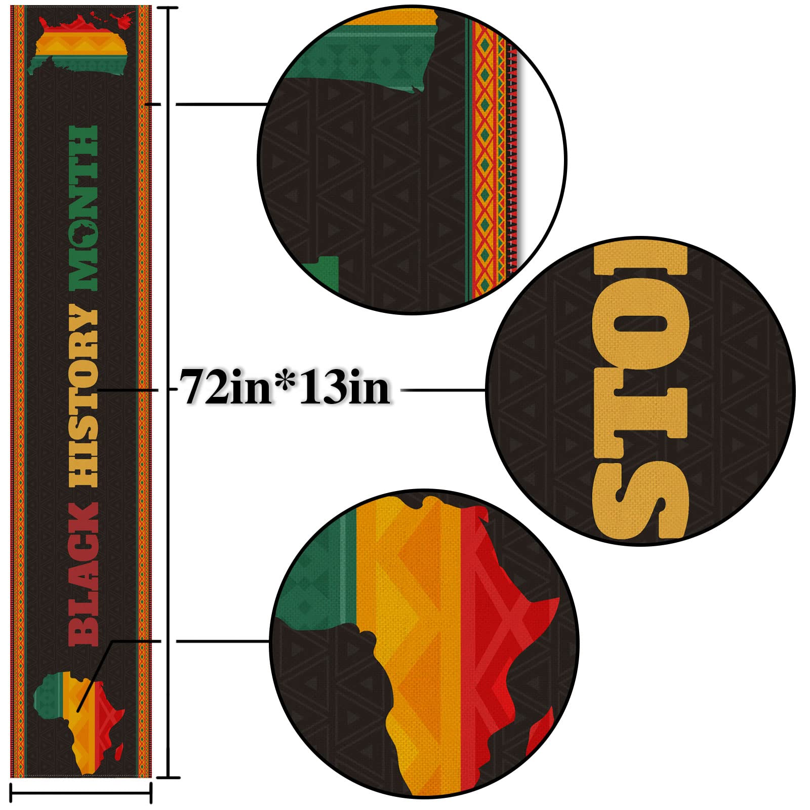 Nepnuser Linen Black History Month Table Runner February African American Party Dining Room Kitchen Table Indoor Outdoor Decorat