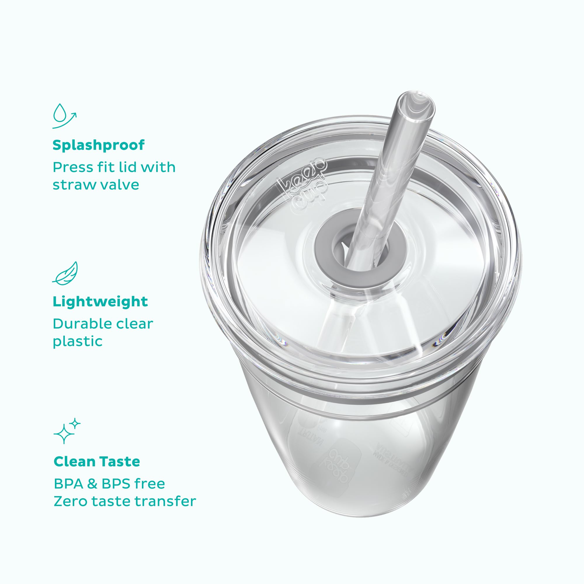 Keepcup Cold Cup - Clear Ice Coffee Tumbler With Lid And Straw - 16Oz (454Ml)