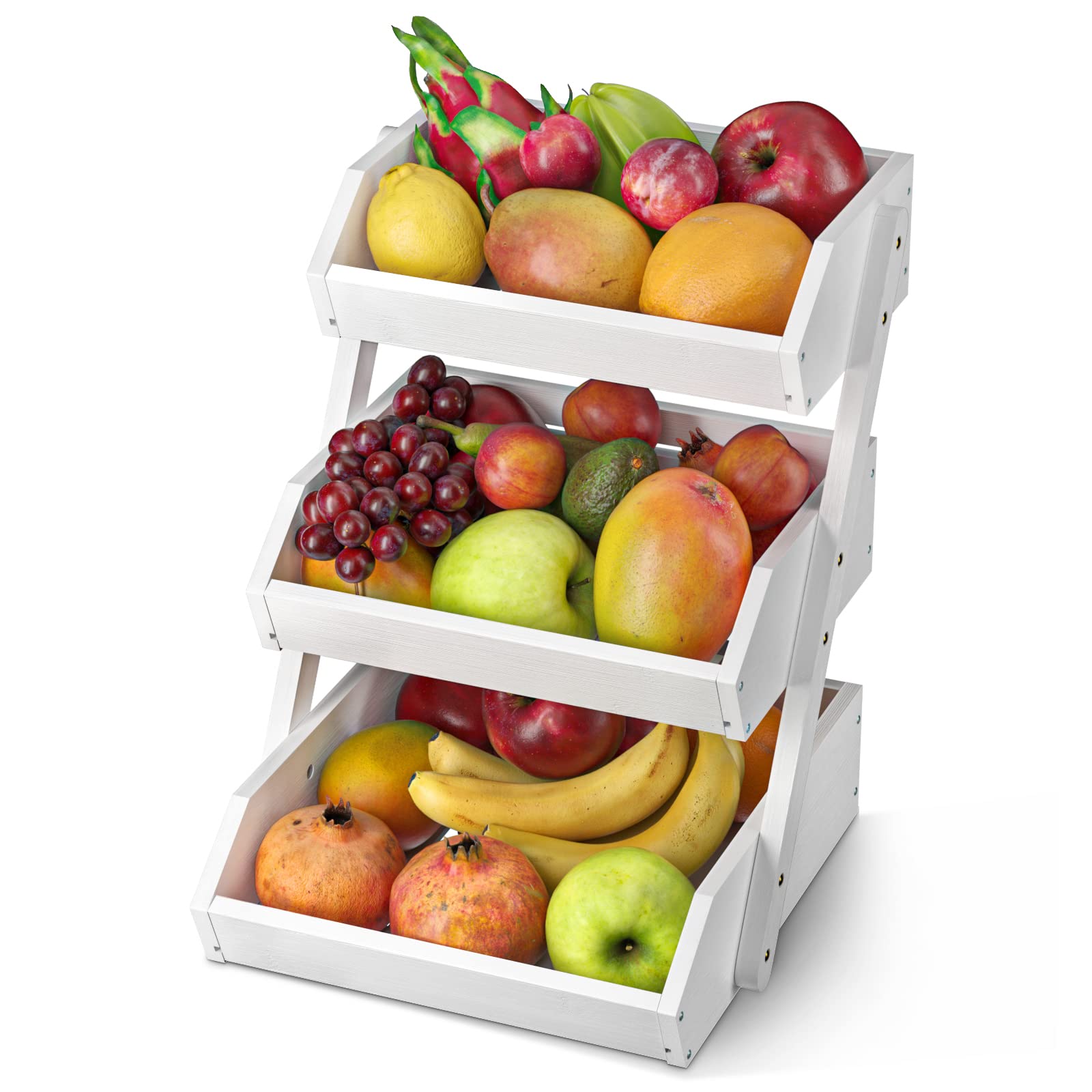 G.A Homefavor Fruit Basket For Kitchen, 3-Tier Fruit Bowl For Kitchen Counter, Vegetable Storage Stand For Fruit Shop, 15 Mm Thi