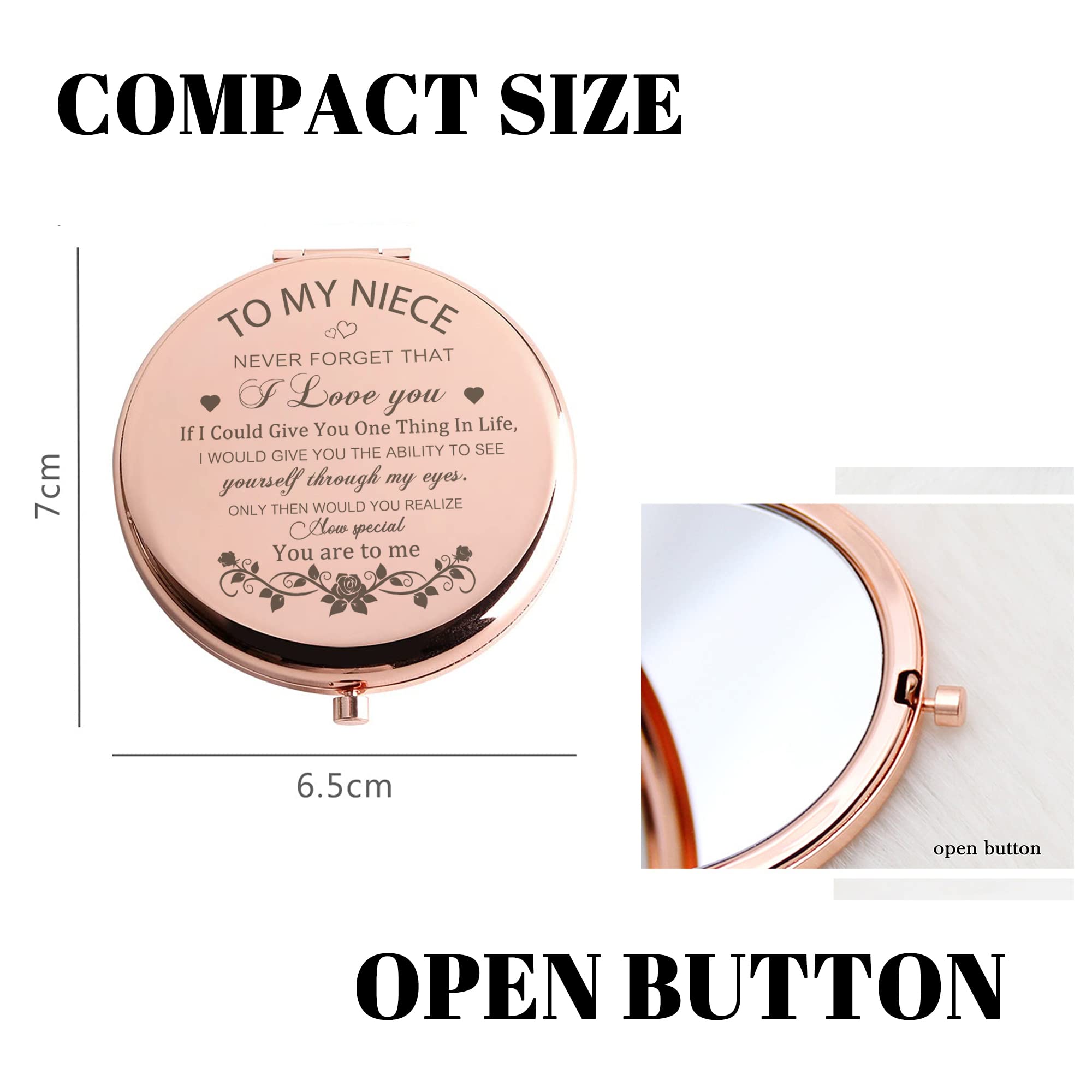 Gaolziuy Niece Gifts Compact Mirror For Niece From Aunt, Rose Gold Niece Compact Mirror, Birthday Gifts For Niece From Aunt Uncl