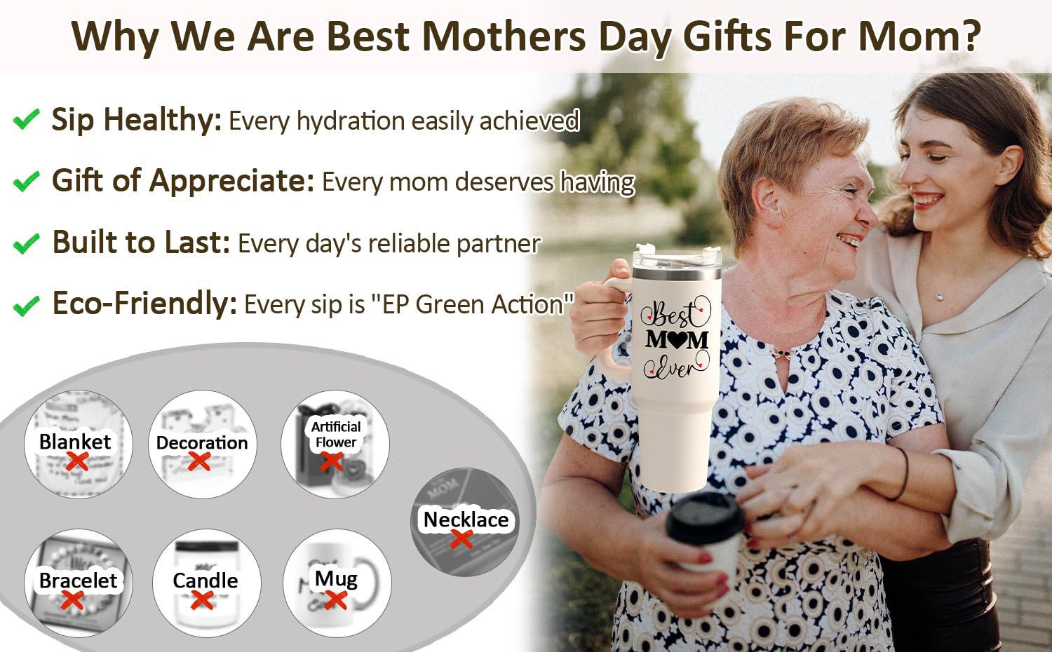 Liqcool Mom Birthday Gifts - 40 Oz Best Mom Ever Tumbler Gifts For Mom From Daughter Son, Unique Popular Birthday Gifts Ideas Fo